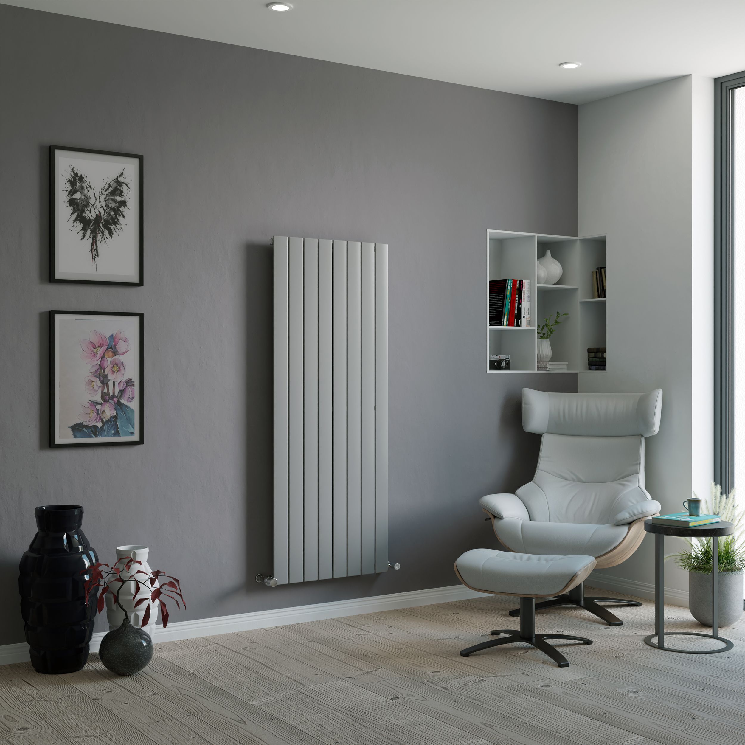 Ximax Vertirad HW150595SC Silver Horizontal or vertical Designer Radiator, (W)595mm x (H)1500mm