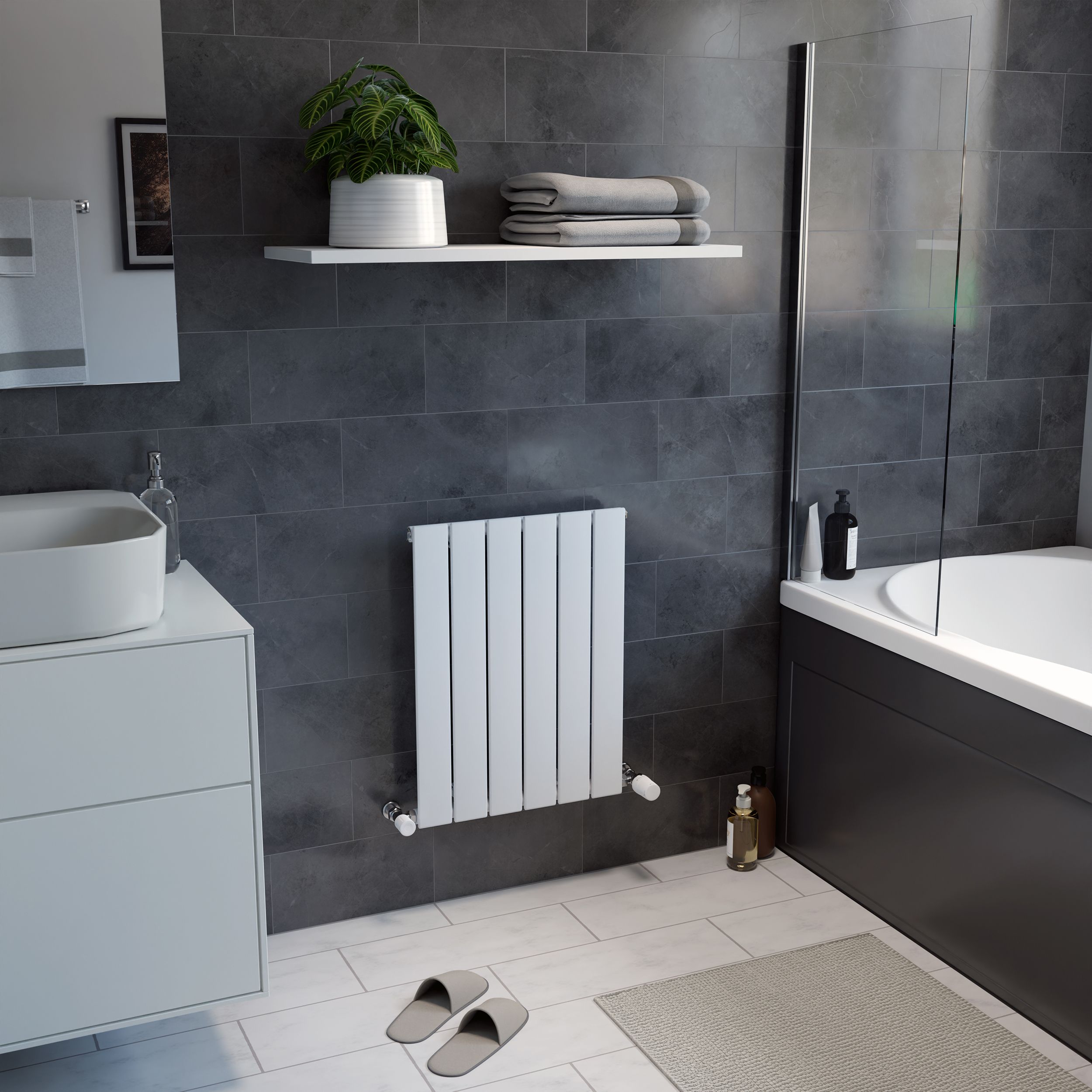 Ximax Vertirad HW60045W White Horizontal or vertical Designer 795BTU Radiator, (W)445mm x (H)600mm
