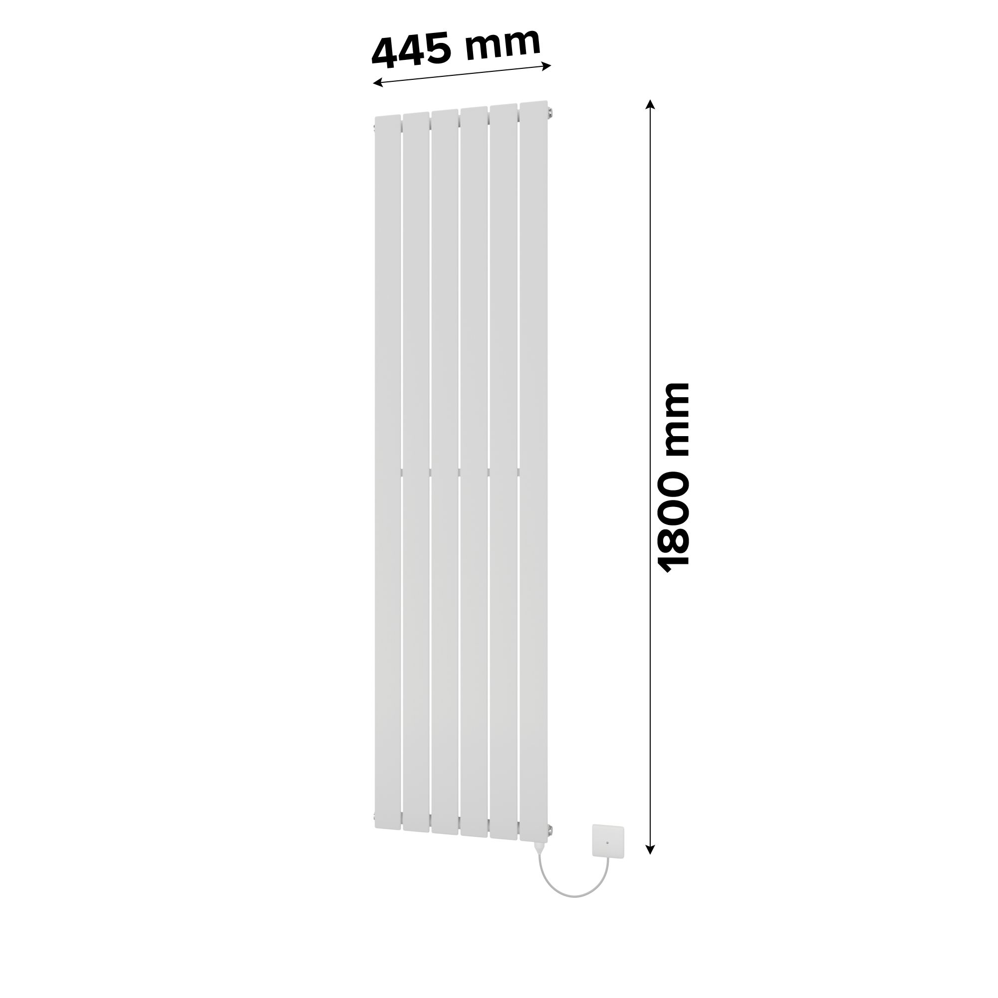 Ximax Vertirad HWE1800445W White Electric & gas Vertical Electric designer 3072BTU Radiator, (W)445mm x (H)1800mm