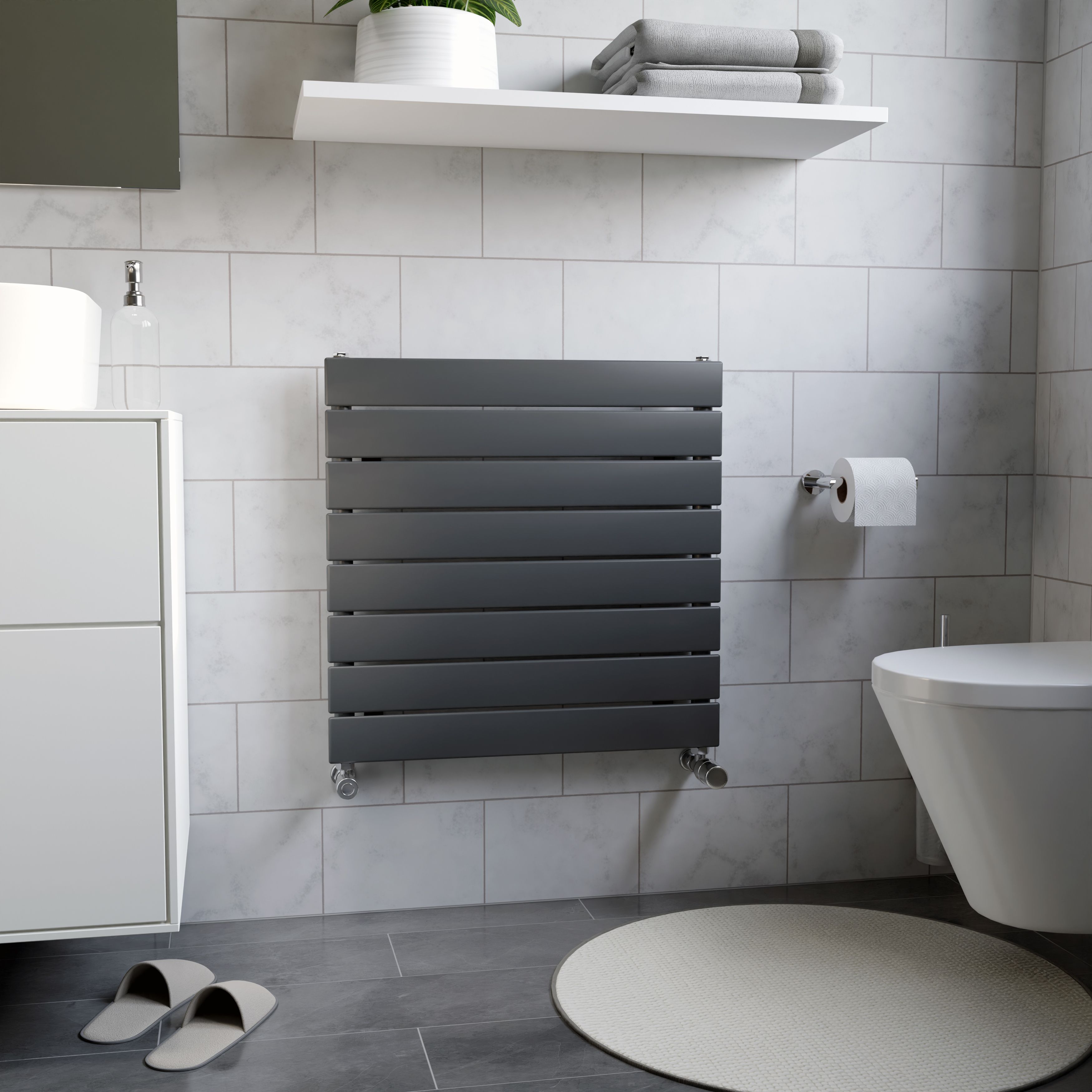 Ximax Vertirad HWH1195600A Anthracite Gas Vertical Designer panel Radiator, (W)600mm x (H)595mm