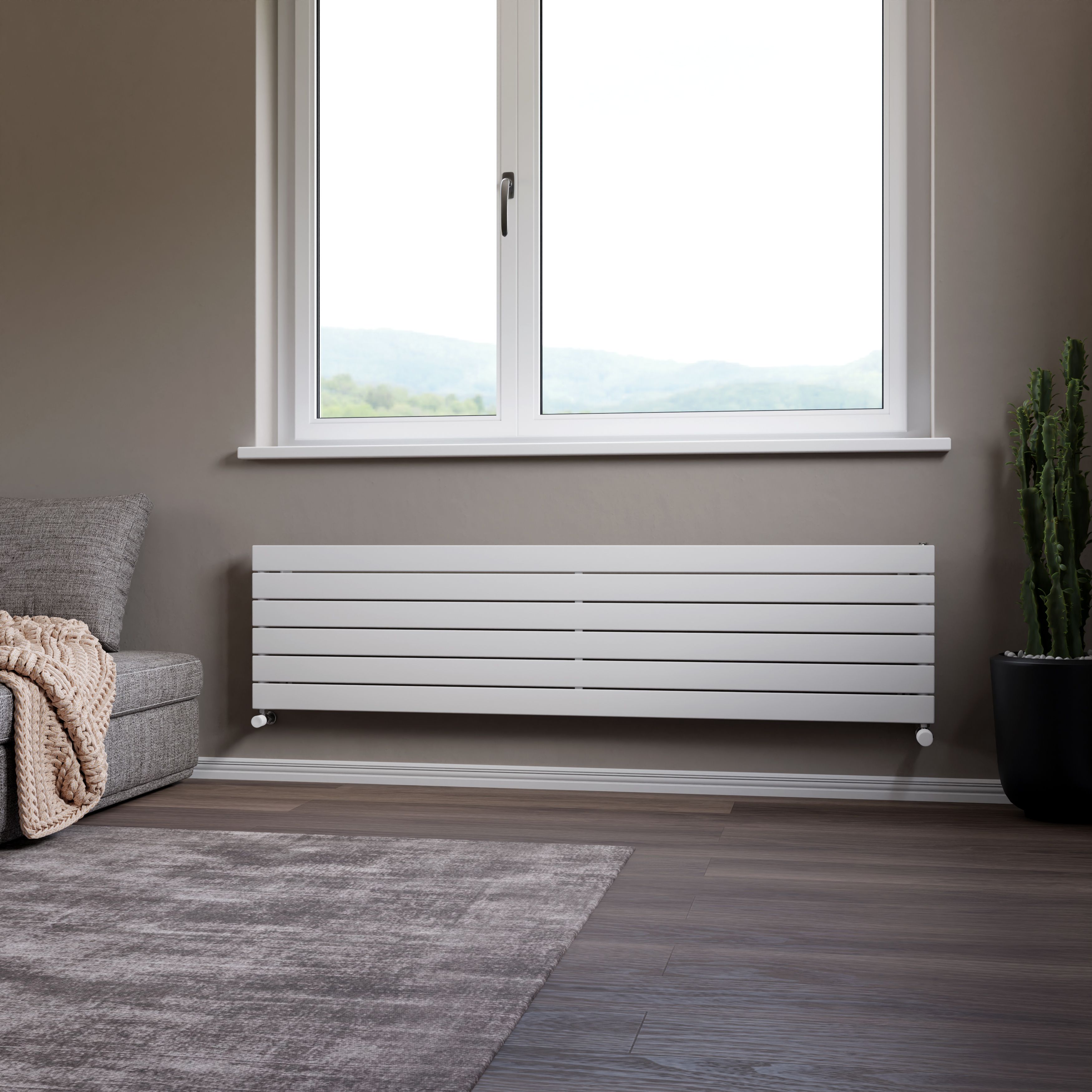 Ximax Vertirad HWH1195600W White Gas Horizontal Designer panel Radiator, (W)1800mm x (H)445mm