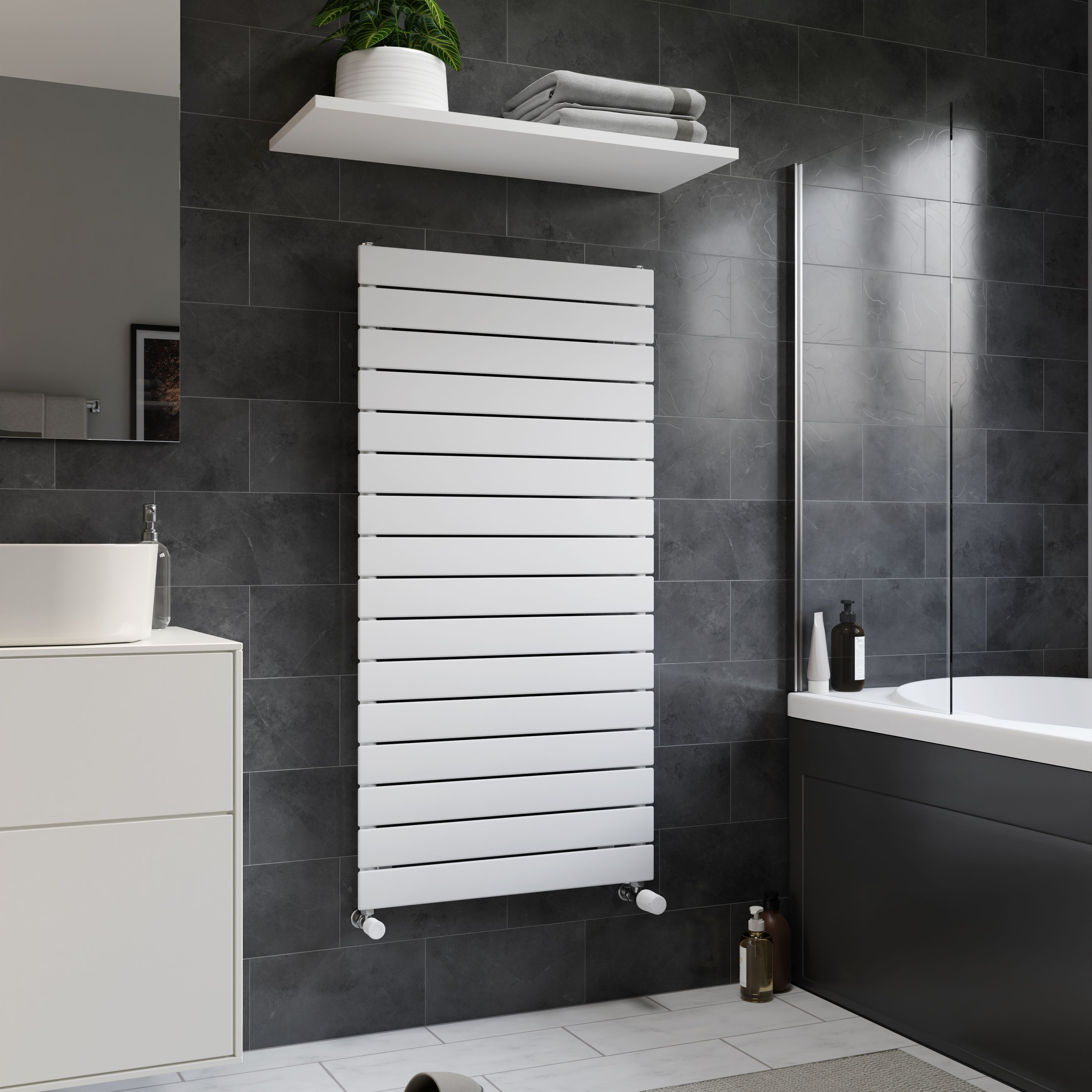 Ximax Vertirad HWH1195600W White Gas Vertical Designer panel 2280BTU Radiator, (W)600mm x (H)1195mm