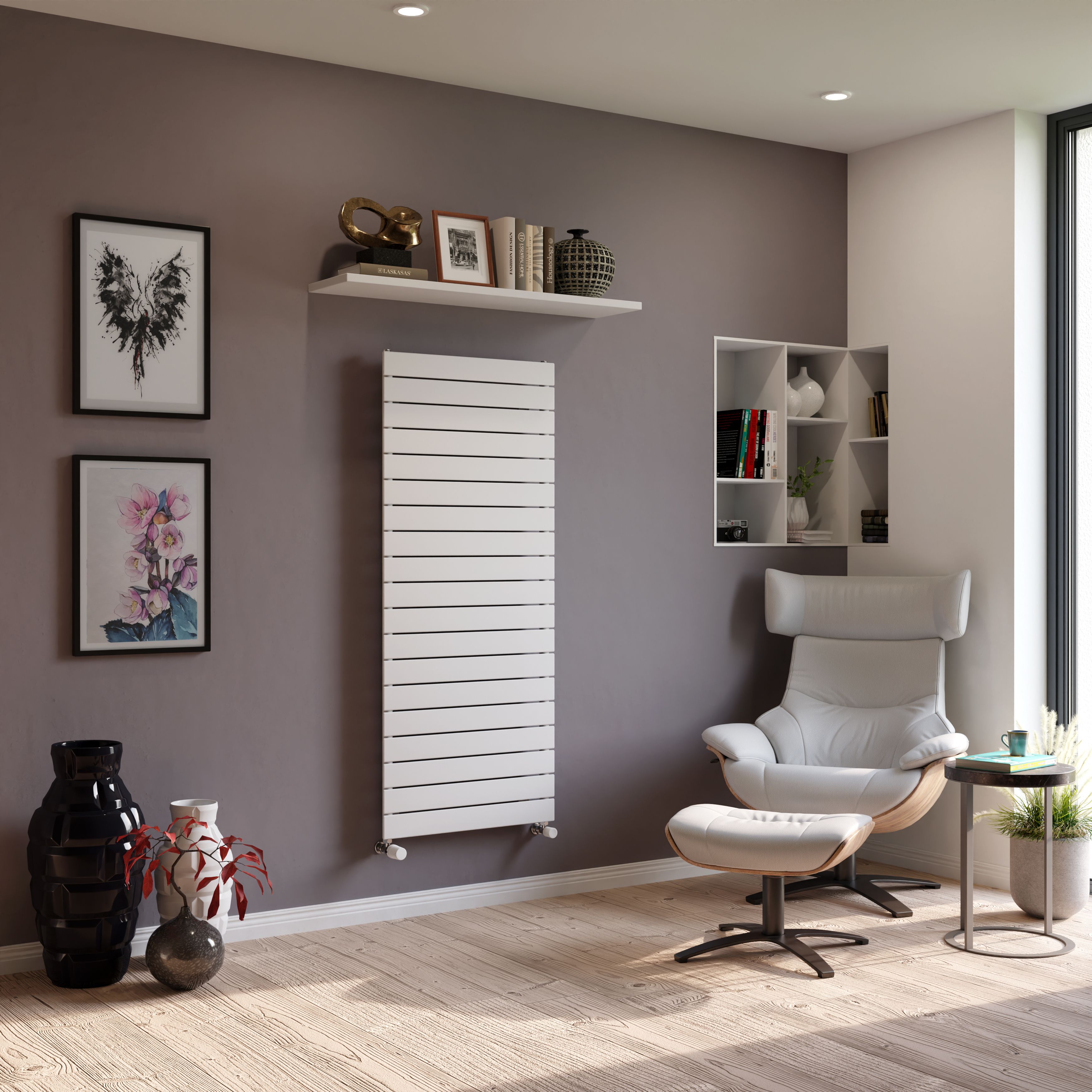 Ximax Vertirad HWH1195600W White Gas Vertical Designer panel 2584BTU Radiator, (W)600mm x (H)1420mm