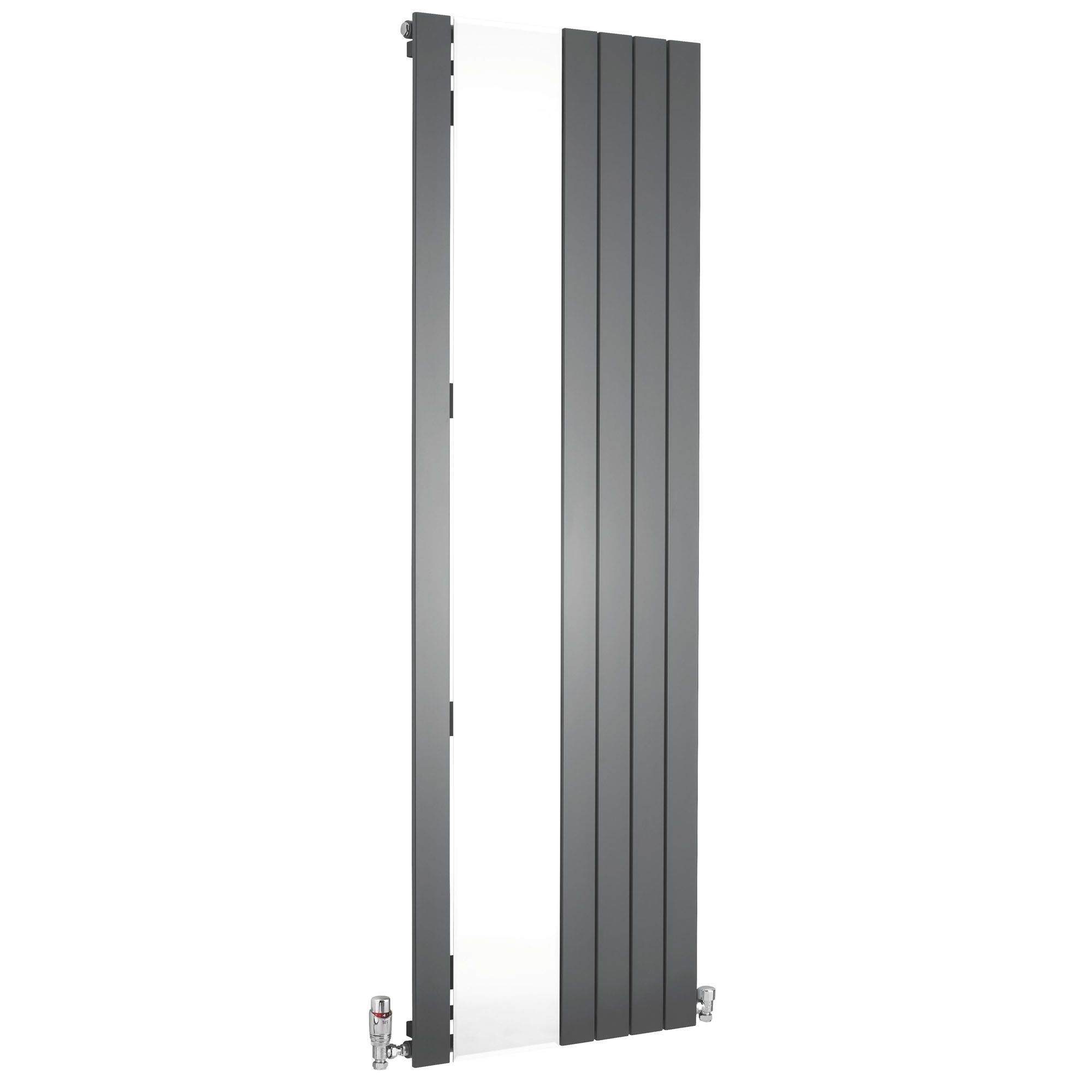 Ximax Vertirad Mirror Anthracite Horizontal or vertical Designer Radiator, (W)595mm x (H)1800mm