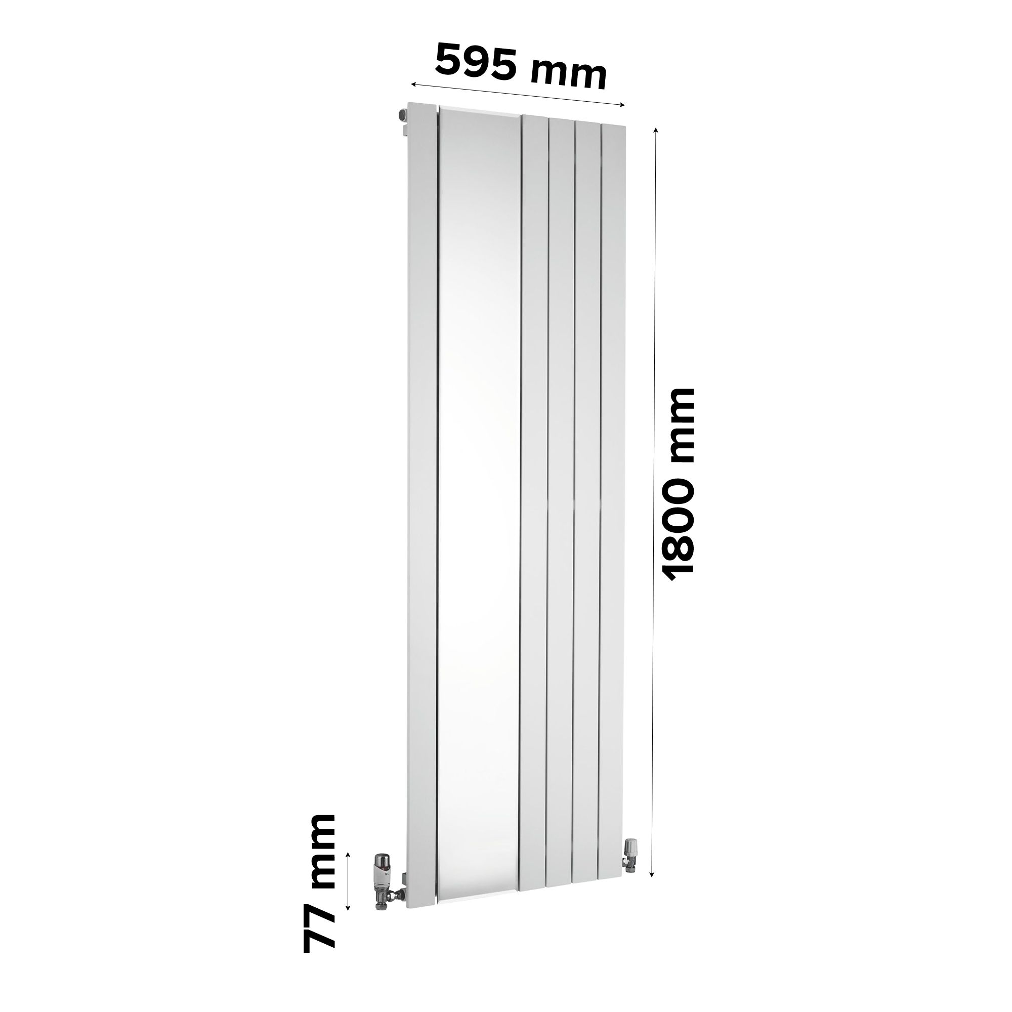 Ximax Vertirad Mirror HWM180060W White Horizontal or vertical Designer 2097BTU Radiator, (W)595mm x (H)1800mm