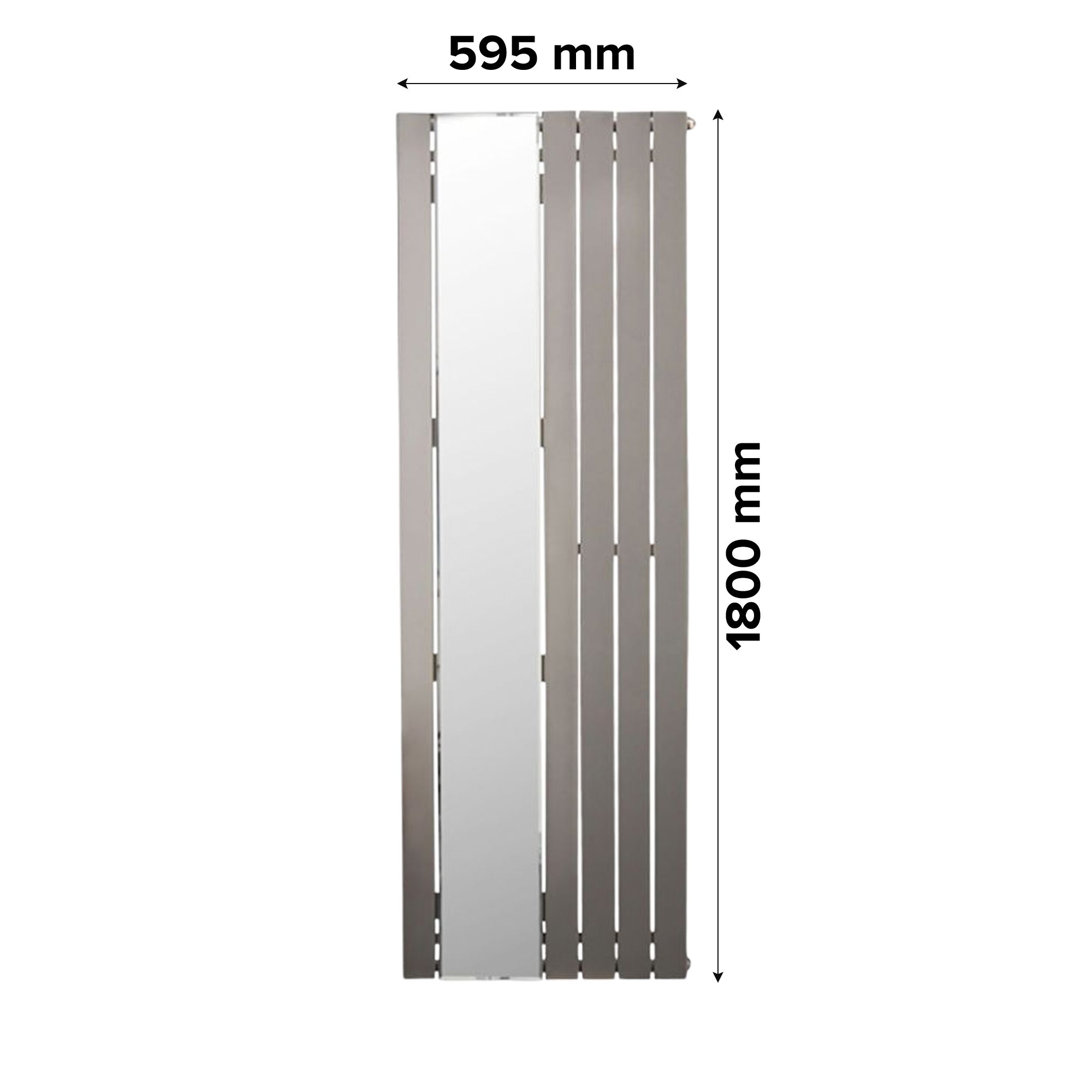Ximax Vertirad Mirror HWM18060SC Vertical Designer 2610BTU Radiator, (W)595mm x (H)1800mm