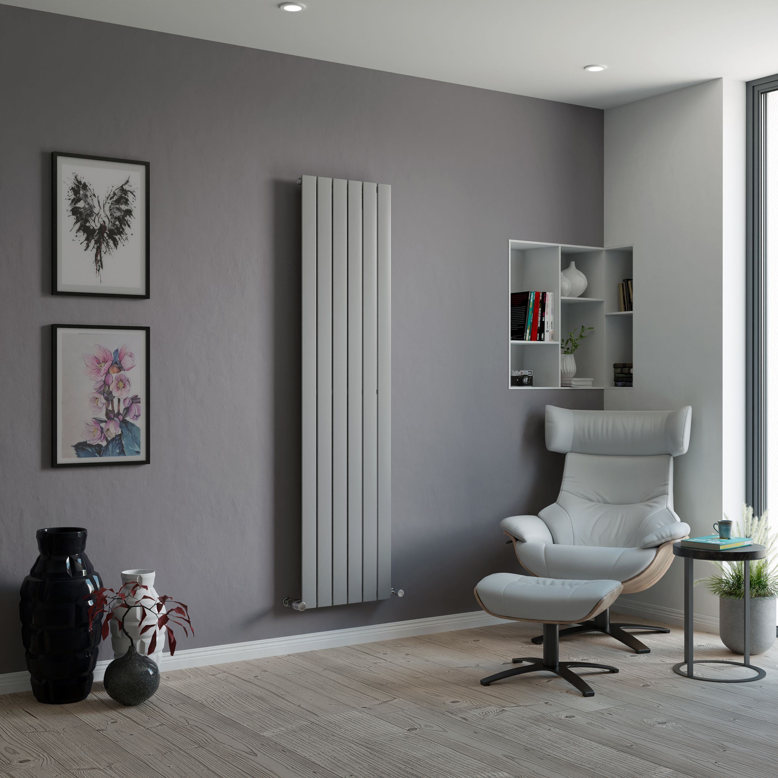 Ximax Vertirad Silver effect Horizontal or vertical Designer Radiator,  (W)445mm x (H)1800mm | DIY at Bu0026Q