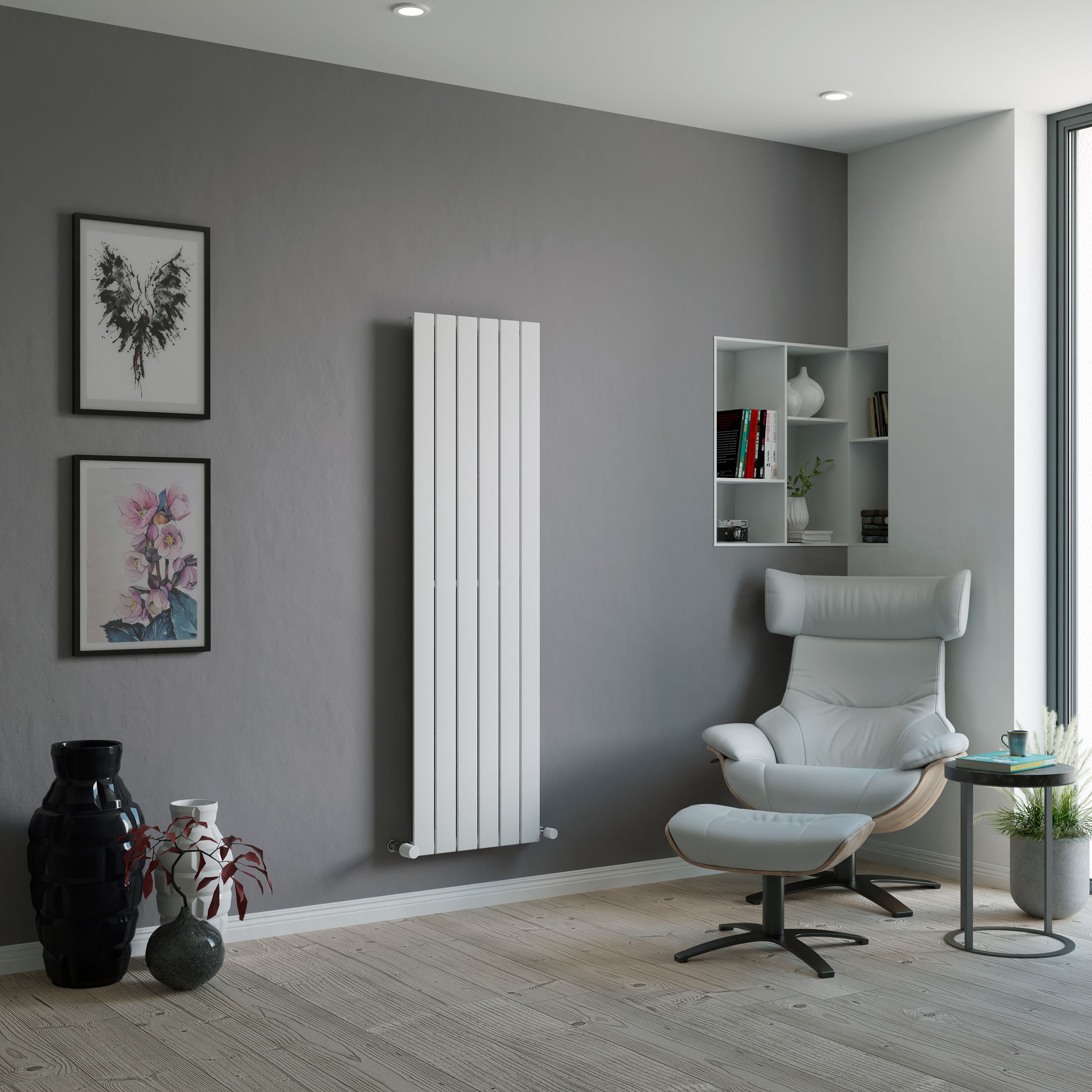 Ximax Vertirad Single HW160044W White Vertical Designer Radiator, (W)445mm x (H)1600mm