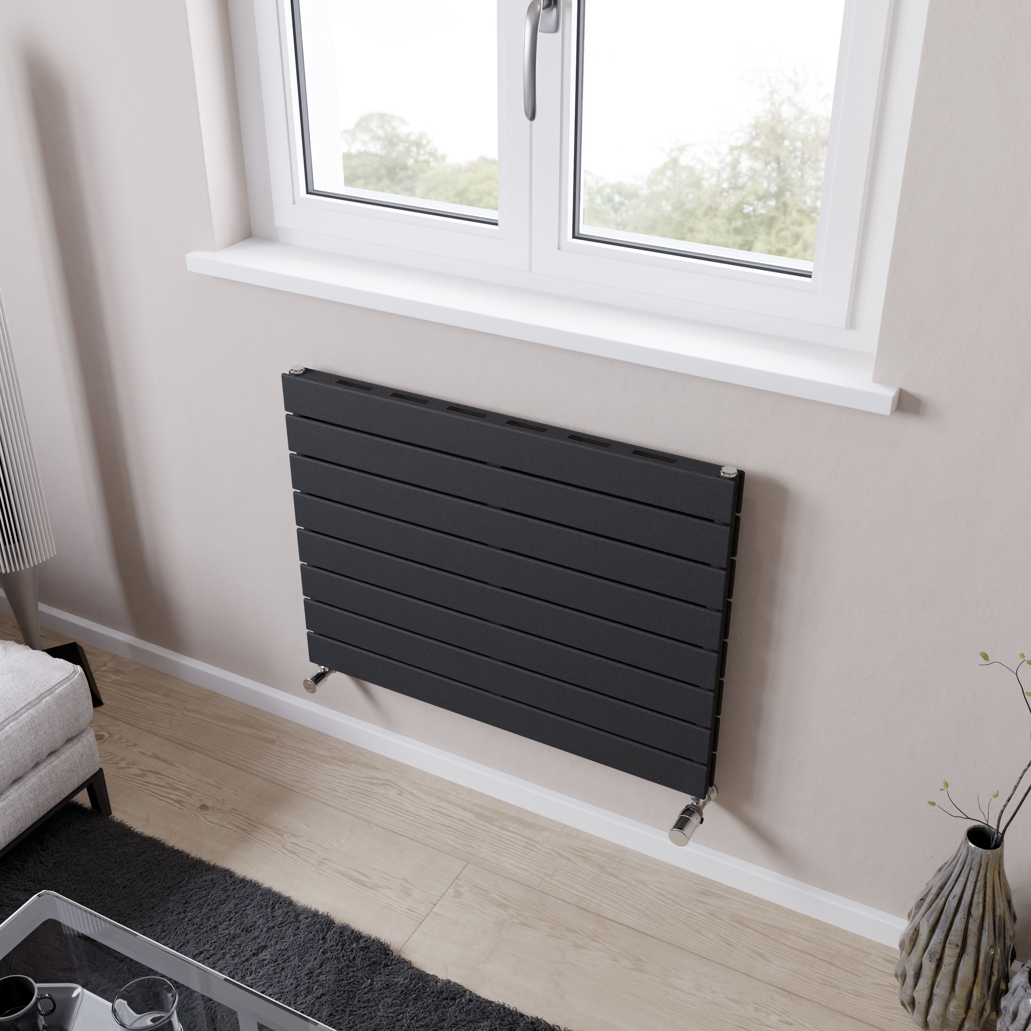 Ximax Vertirad Slimline Duplex Deluxe HWDHS5951000A Anthracite Gas Horizontal Designer panel Radiator, (W)800mm x (H)595mm