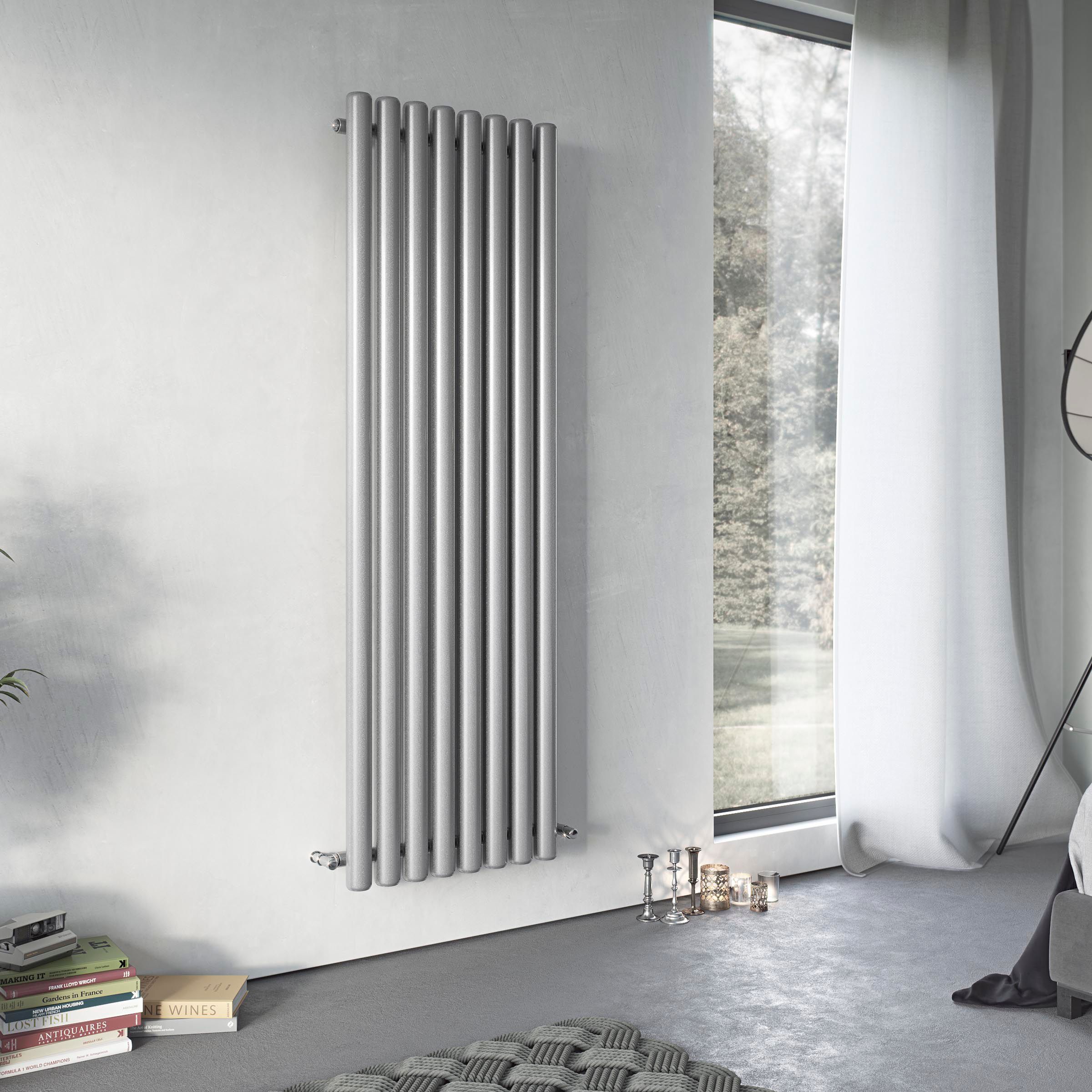 Ximax Vulkan Grey Vertical Radiator, (W)435mm x (H)1800mm