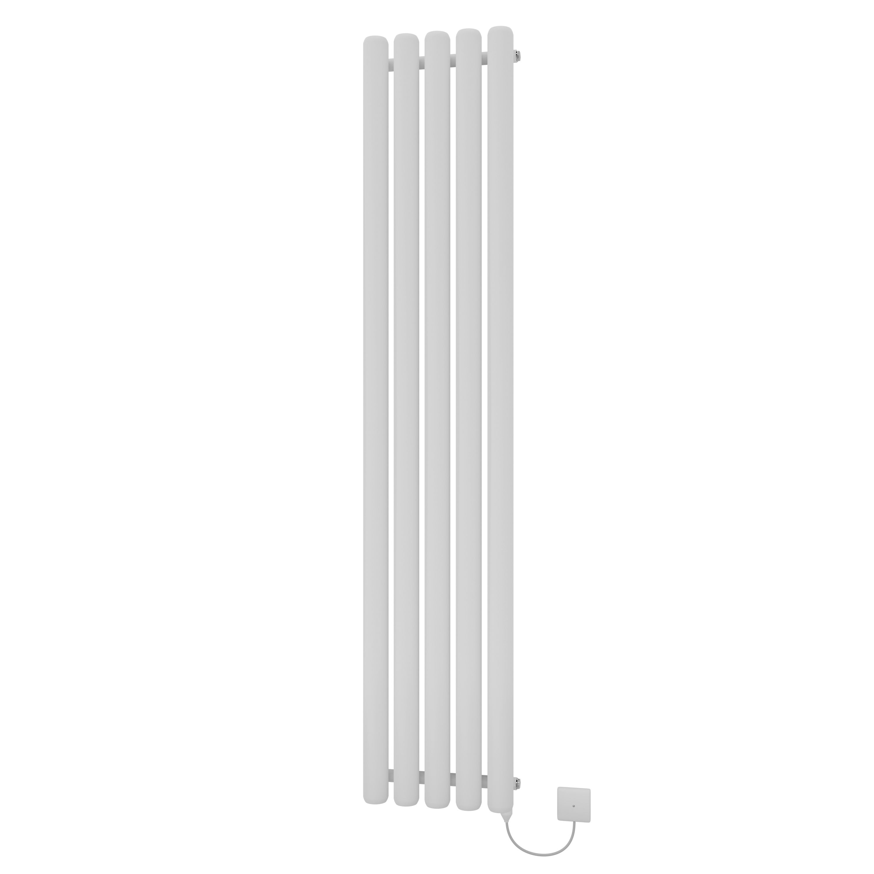 Ximax Vulkan Round Tube Satin white Vertical Electric designer Radiator, (W)360mm x (H)1800mm