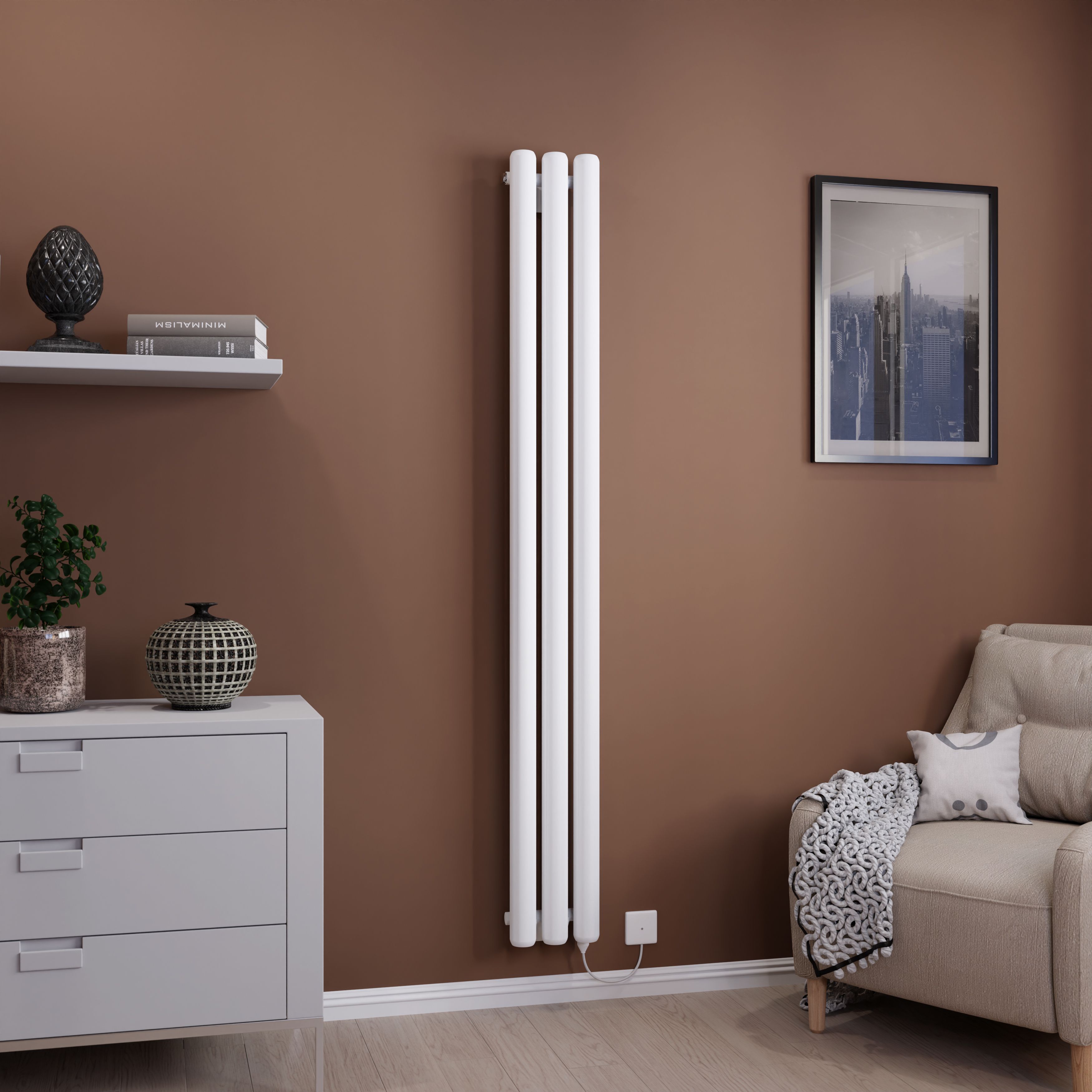 Ximax Vulkan Round Tube VUE1800210W White Electric & gas Vertical ...