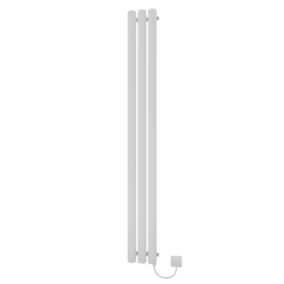 Ximax Vulkan Round Tube VUE1800210W White Electric & gas Vertical Electric designer Radiator, (W)210mm x (H)1800mm