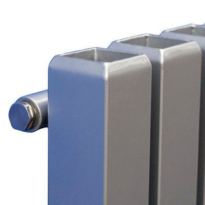 Ximax Vulkan Square Silver effect Vertical Designer Radiator, (W)285mm x (H)1800mm