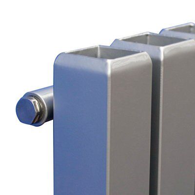 Ximax Vulkan Square Silver effect Vertical Designer Radiator, (W)585mm x (H)1800mm
