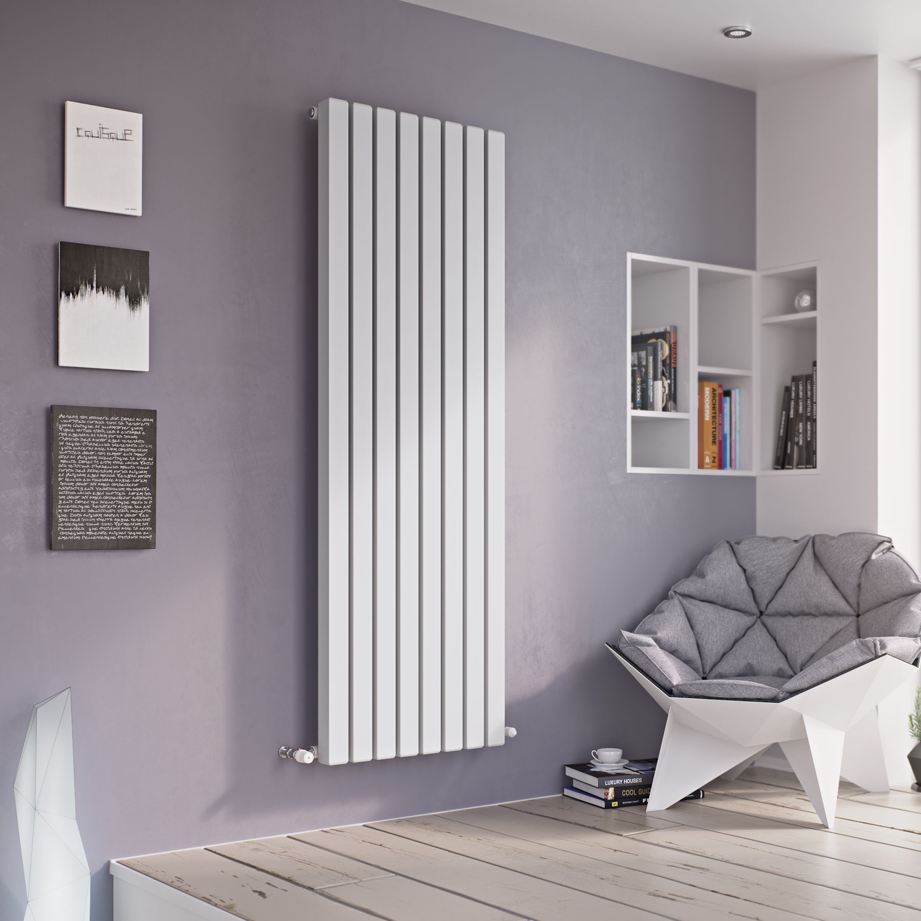 Ximax Vulkan Square VUS180045W White Vertical Designer Radiator, (W)435mm x (H)1800mm