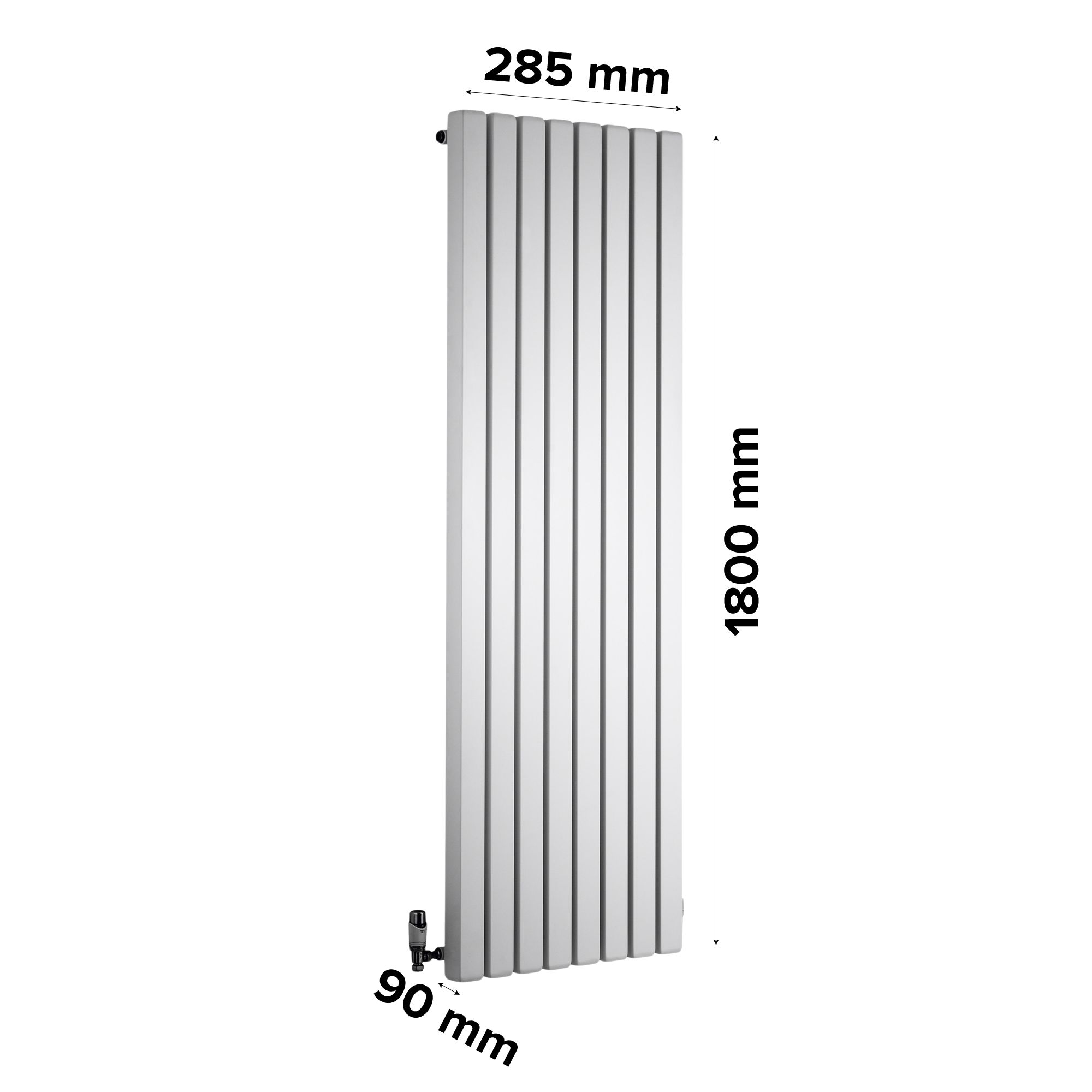 Ximax Vulkan Square VUS180285W White Vertical Designer 3286BTU Radiator, (W)285mm x (H)1800mm