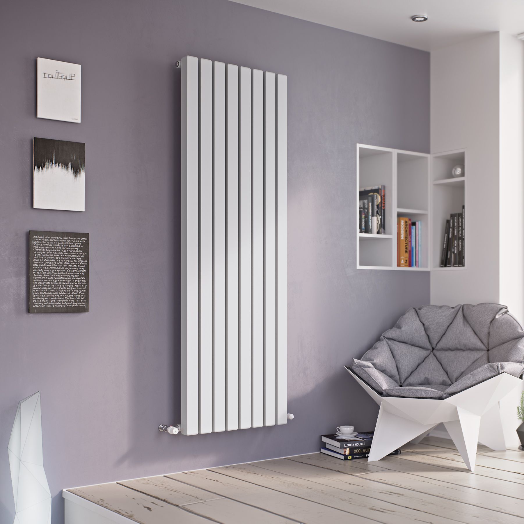 Ximax Vulkan Square White Vertical Designer Radiator, (W)435mm x (H)1800mm  | DIY at Bu0026Q