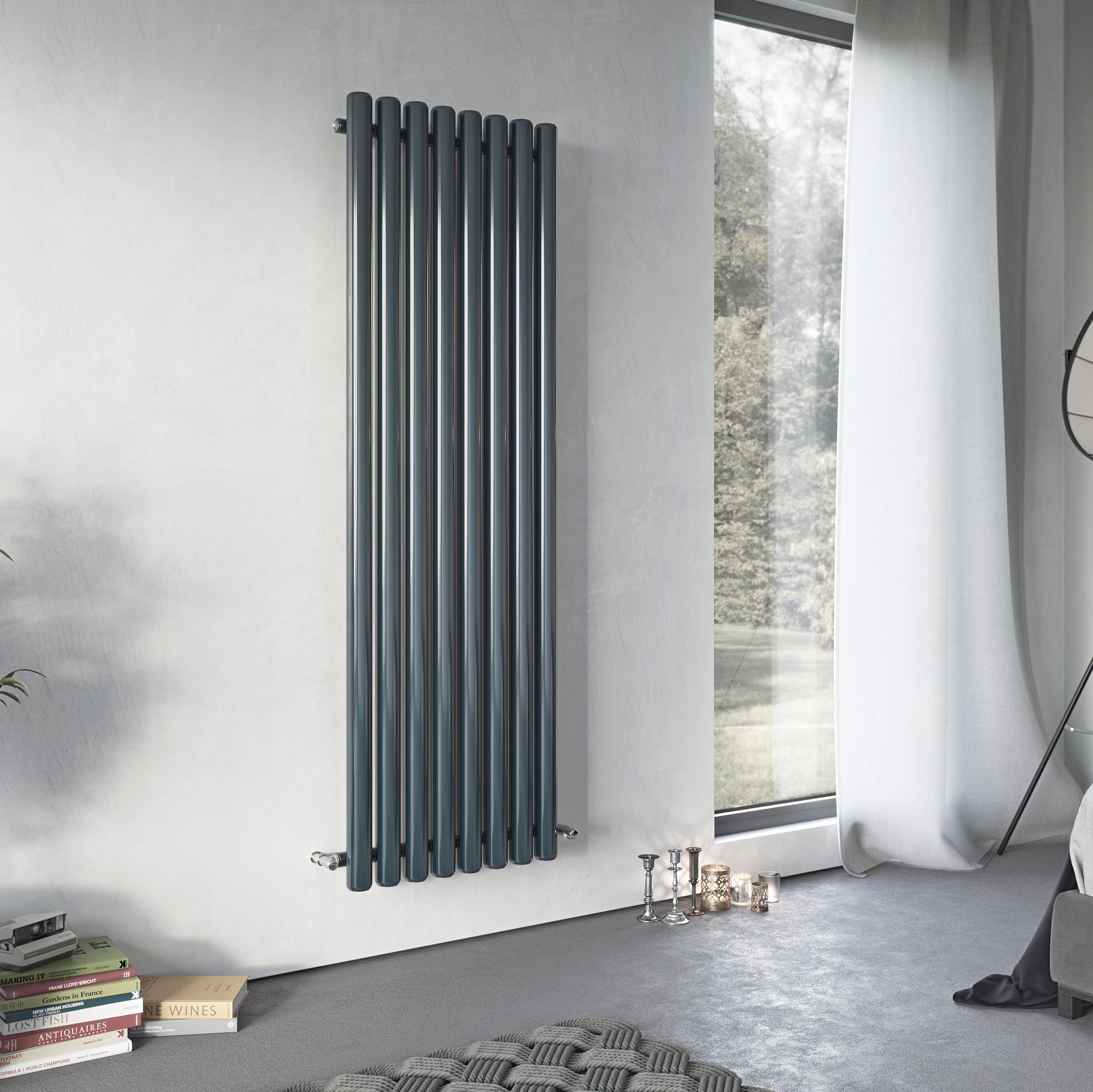Ximax Vulkan VU180060A Anthracite Vertical Designer 6135BTU Radiator, (W)585mm x (H)1800mm