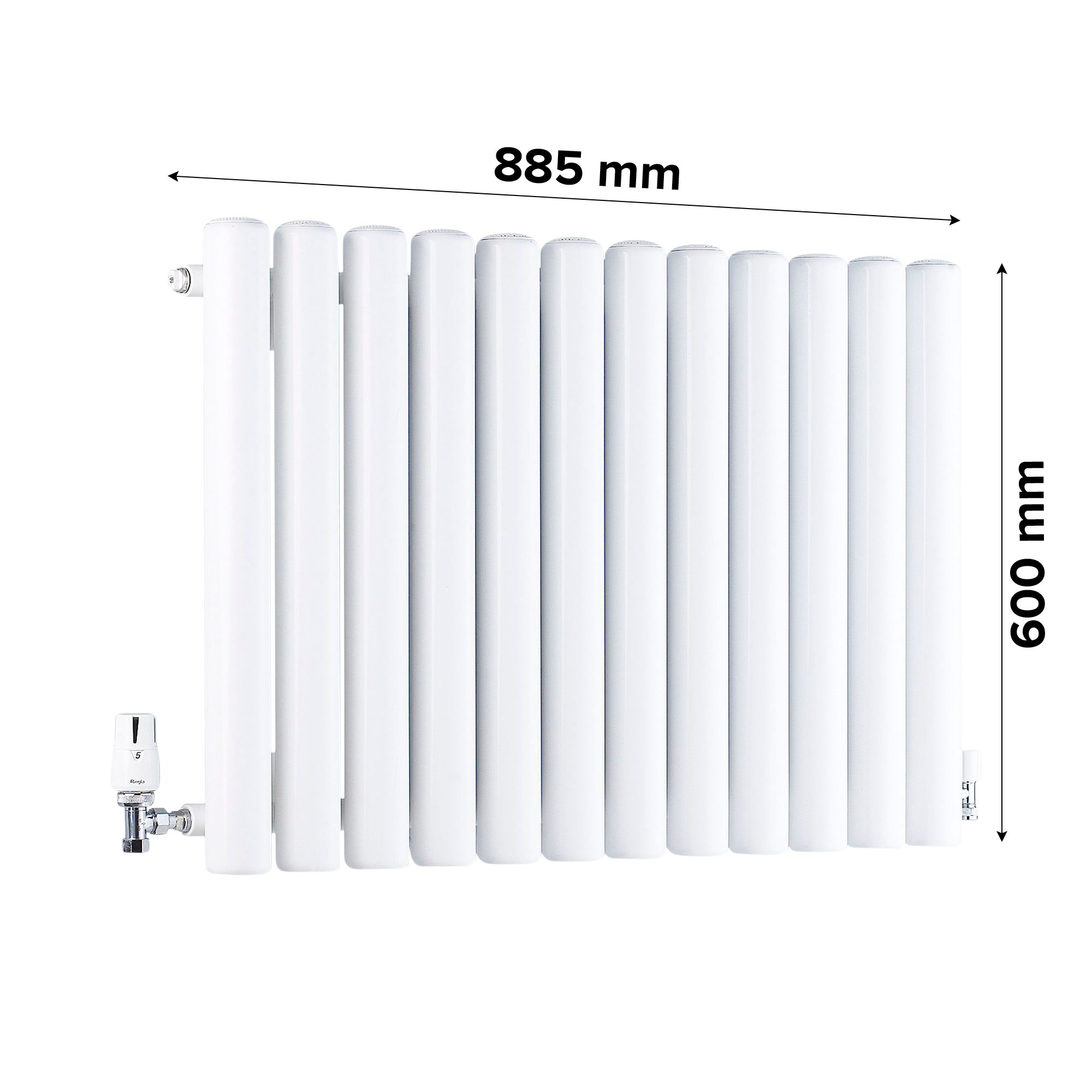 Ximax Vulkan VU60090W White Horizontal Designer 3434BTU Radiator, (W)885mm x (H)600mm