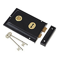 Yale 43mm Black Metal Rim lock, (H)104mm (L)156mm
