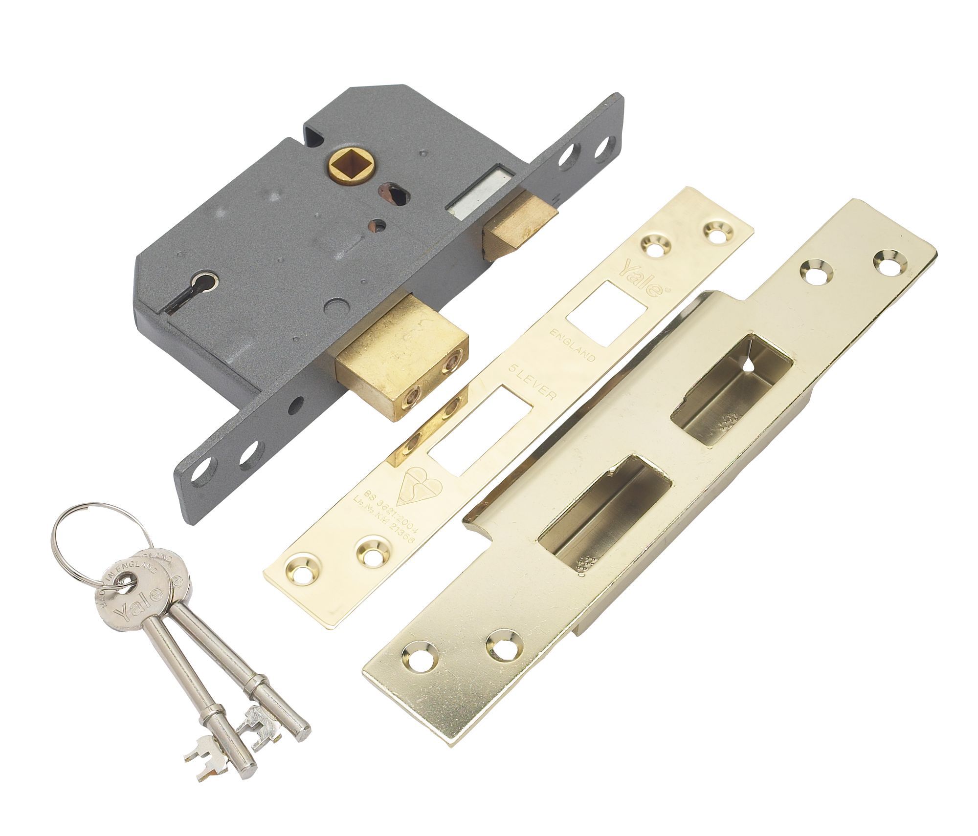 Yale 64mm Polished Brass effect Metal 5 lever Sashlock