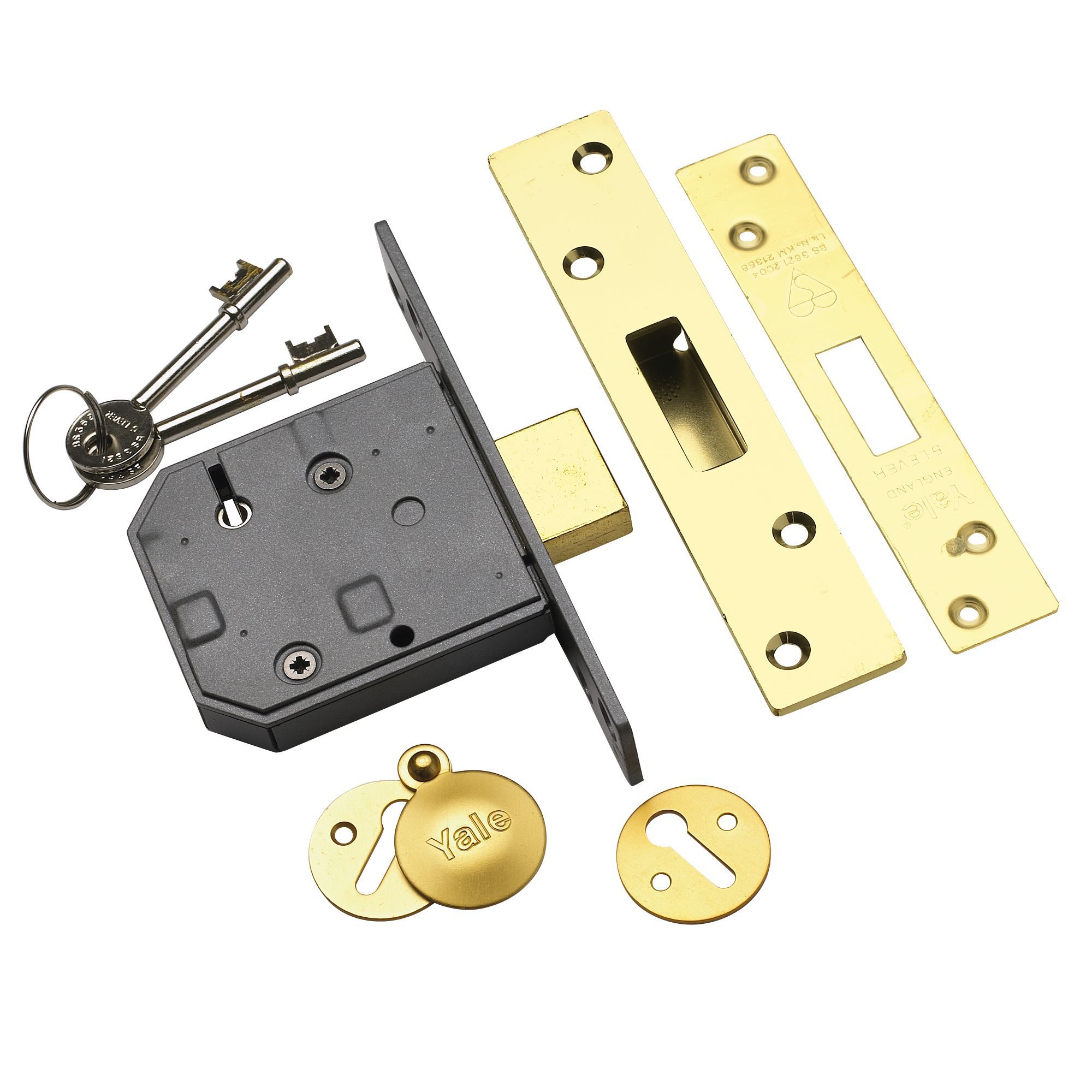 Yale 76mm Polished Brass 5 lever Deadlock