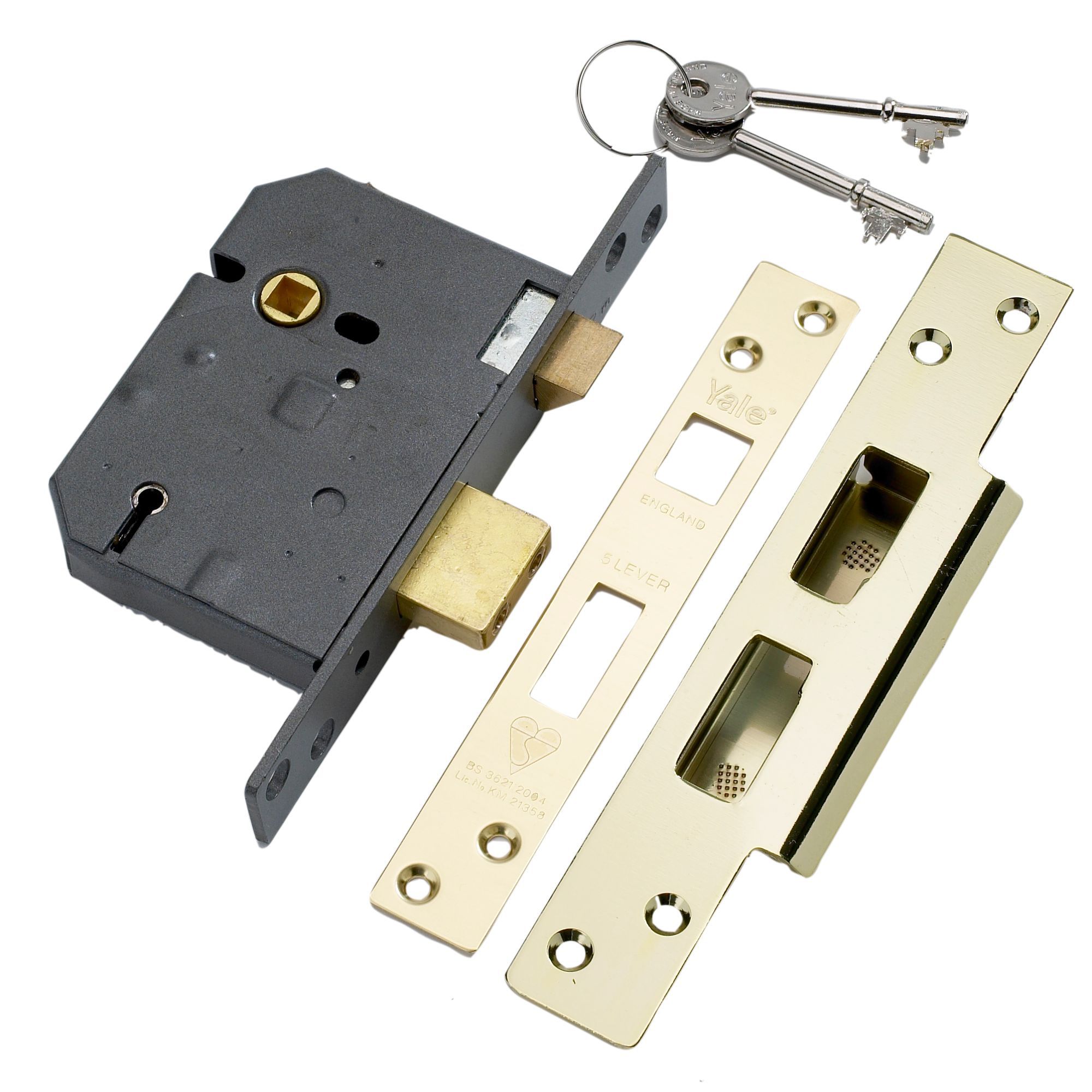 Yale 76mm Polished Brass effect Metal 5 lever Sashlock