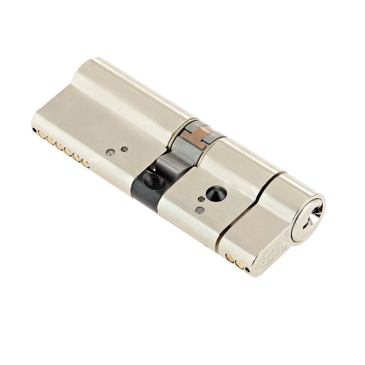 Yale AS Platinum Brushed Nickel effect Brass Single Euro Cylinder lock, (L)85mm