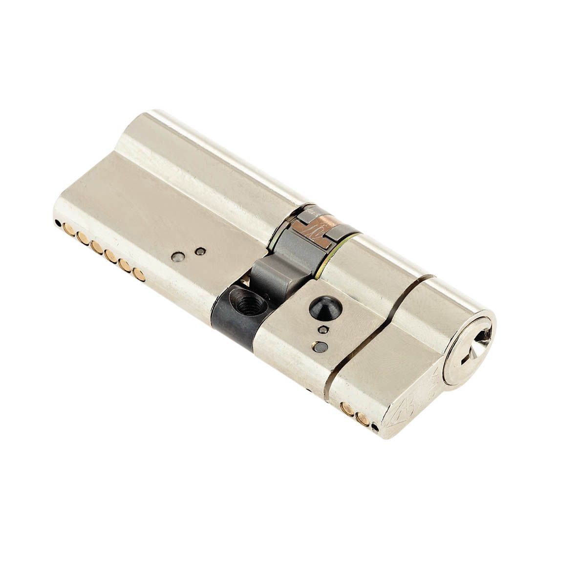 Yale AS Platinum Polished Nickel effect Brass Single Euro Cylinder lock, (L)80mm