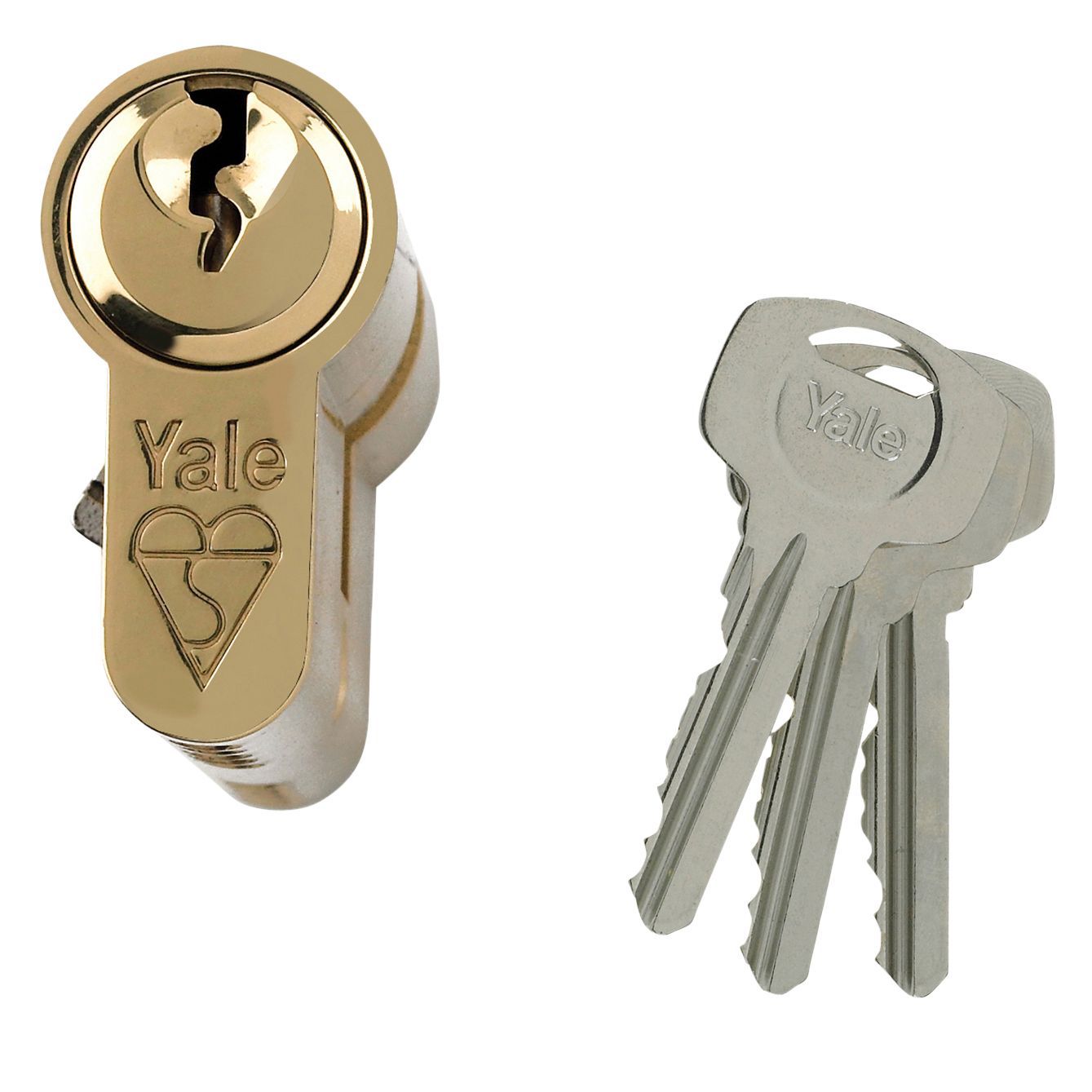 Yale Brass-plated Single Euro Cylinder lock 45/45, (L)100mm (W)29mm