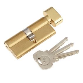 Yale Brass-plated Single Euro Thumbturn Cylinder lock 35/35, (L)80mm (W)29mm
