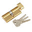 Yale Brass-plated Single Euro Thumbturn Cylinder lock, (L)80mm (W)29mm