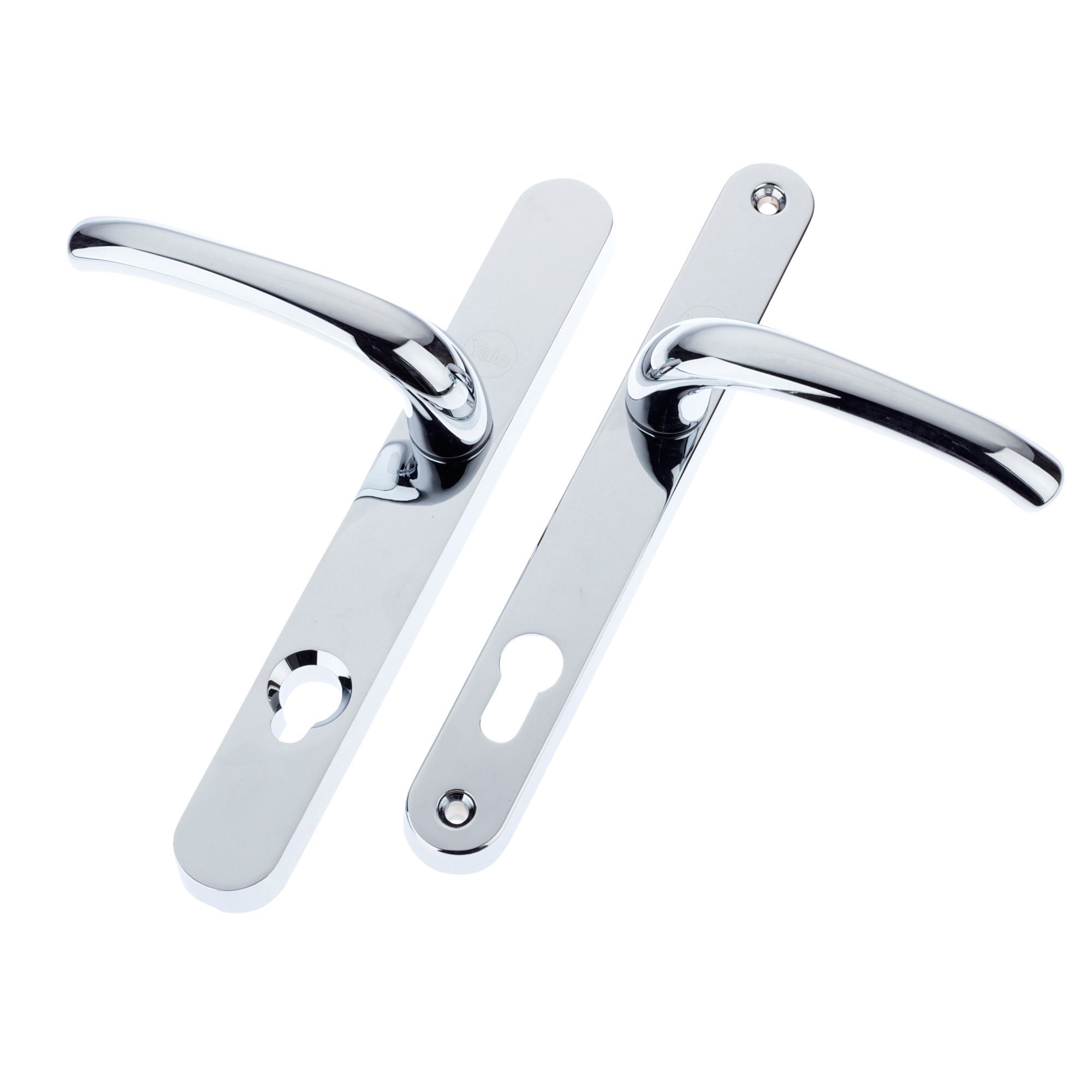 Yale Chrome effect Curved Lock Door handle DIY at B&Q