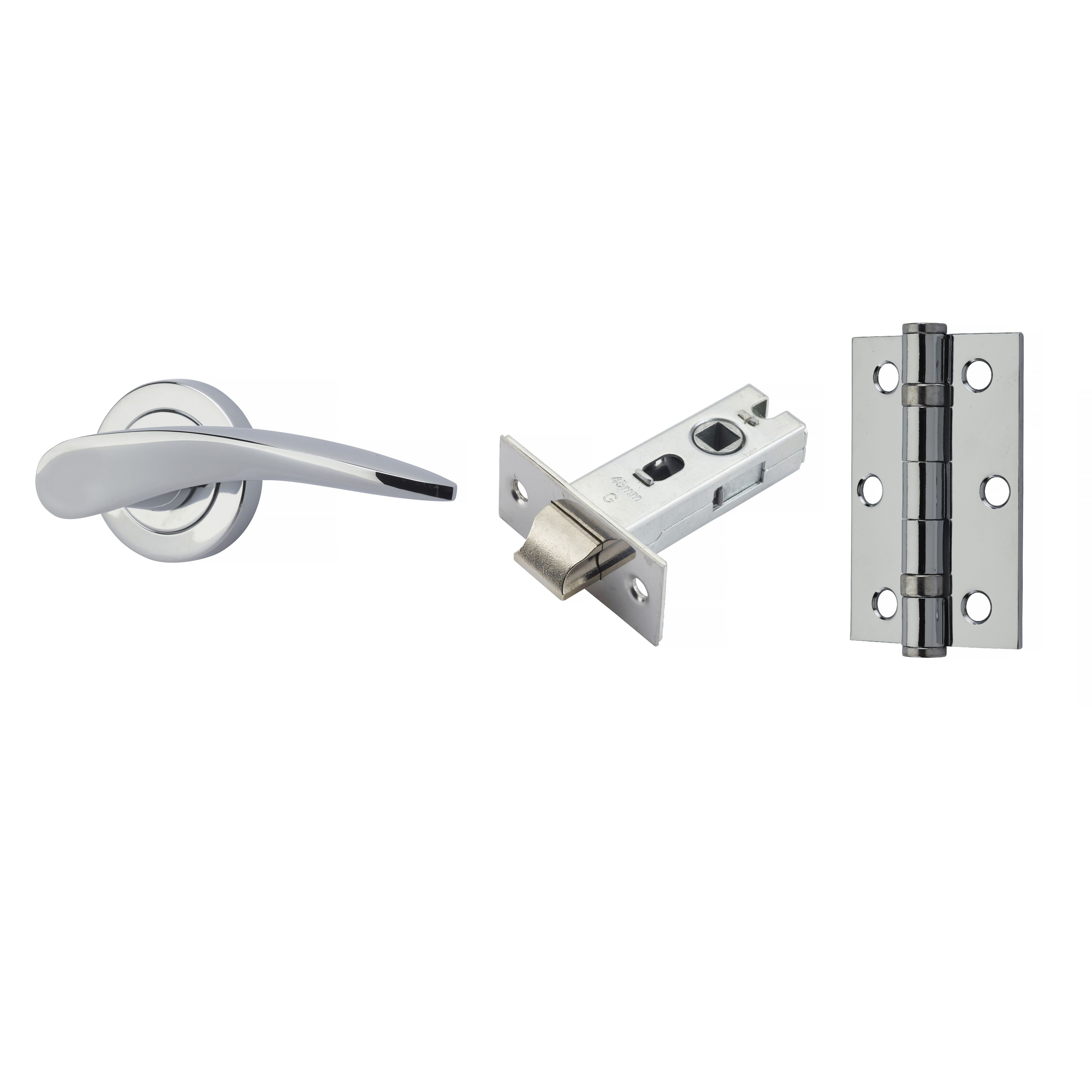 Yale Chrome effect Lever Door handle (L)124mm (D)70mm Set