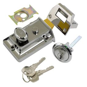 Yale Chrome effect LH & RH Deadlock Night latch, (H)66mm (W)93mm