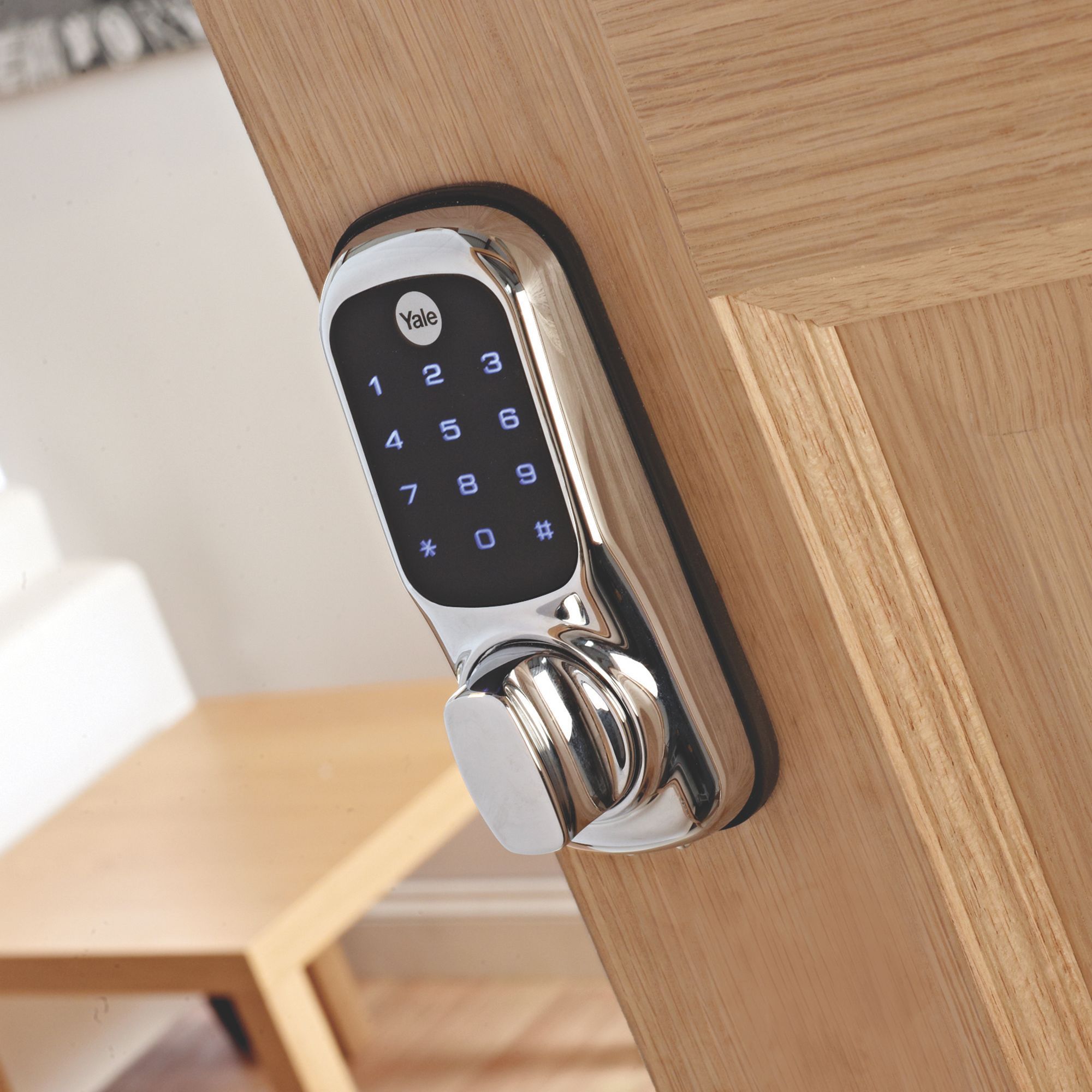 Yale Keyless Polished Grey chrome effect Chrome effect Smart Digital door lock