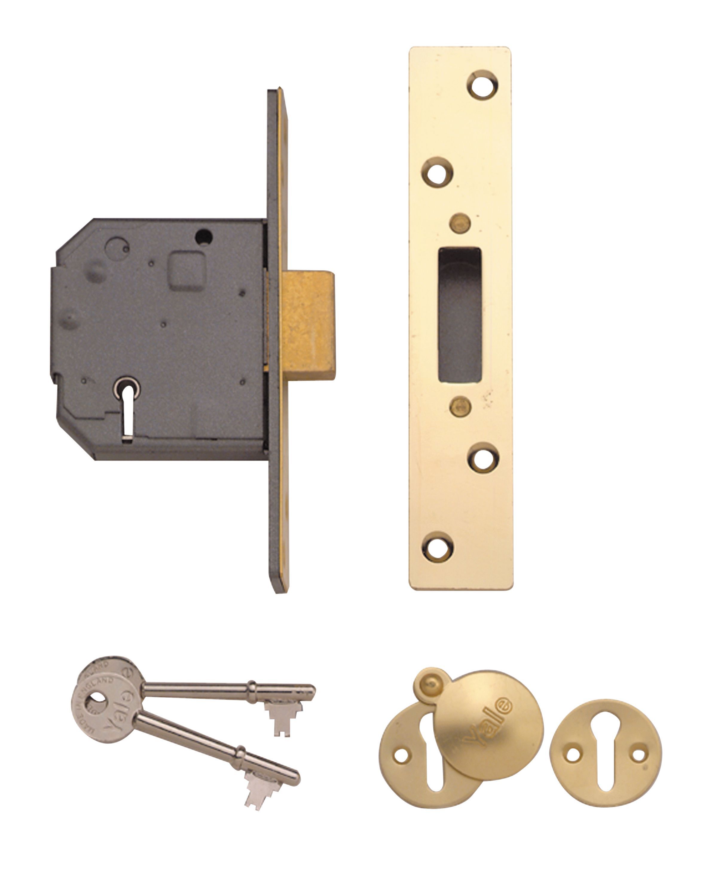 Yale P-M552-PB-65 64mm Polished Brass 5 lever Deadlock