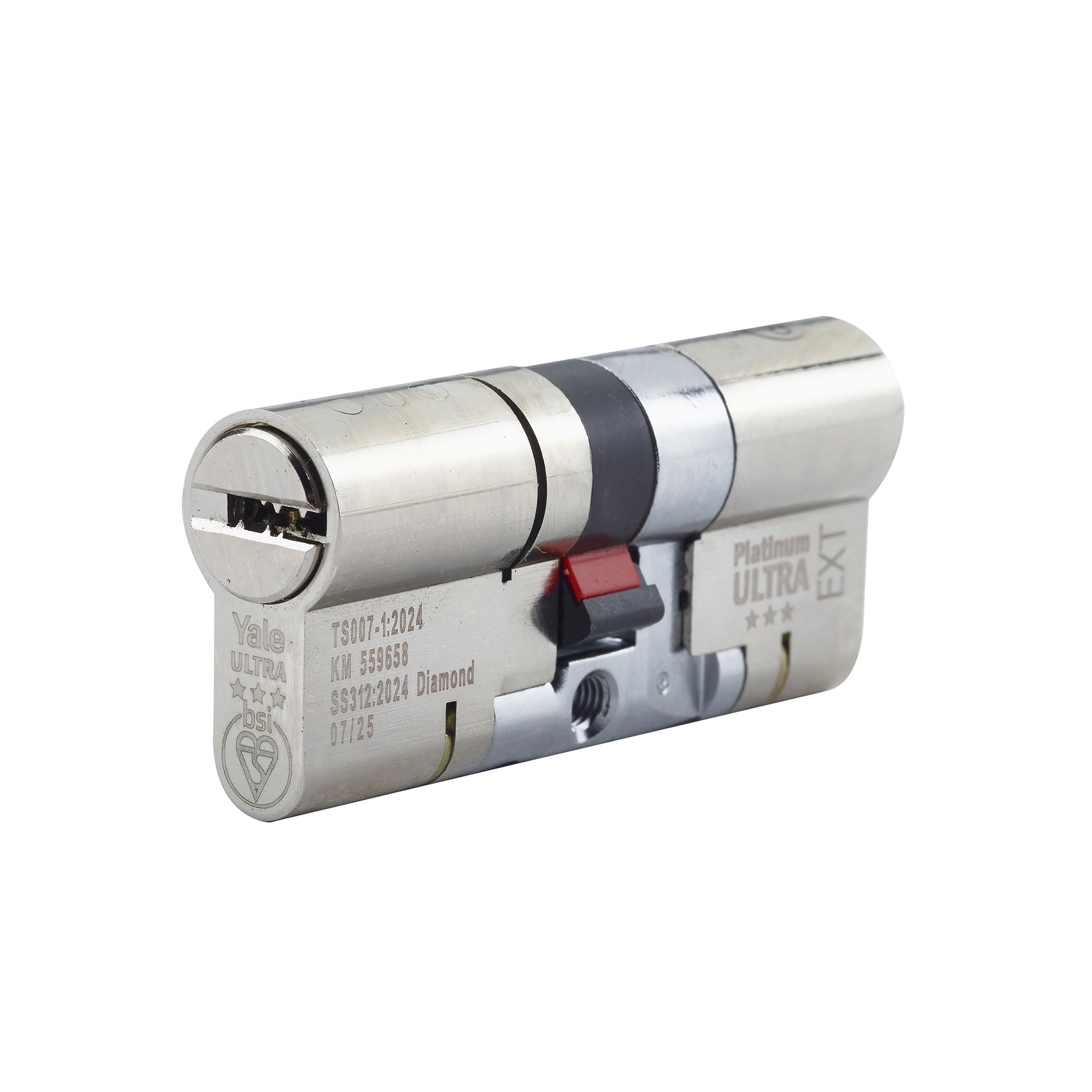 Yale Platinum ultra 3 star Nickel effect 35/35 Double Euro Cylinder lock