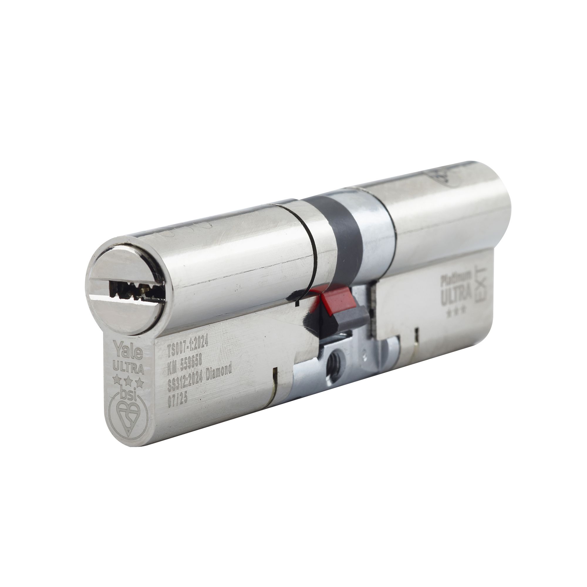 Yale Platinum ultra 3 star Nickel effect 45/50 Double Euro Cylinder lock