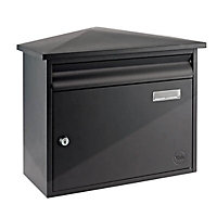 Yale Satin Black Steel Post box, (H)345mm (W)405mm