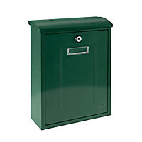 Yale Satin Green Steel Post box, (H)330mm (W)255mm