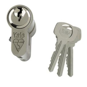 Yale Satin Nickel-plated Single Euro Cylinder lock 40/50, (L)100mm (W)29mm