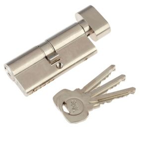Yale Satin Nickel-plated Single Euro Thumbturn Cylinder lock, (L)70mm (W)29mm
