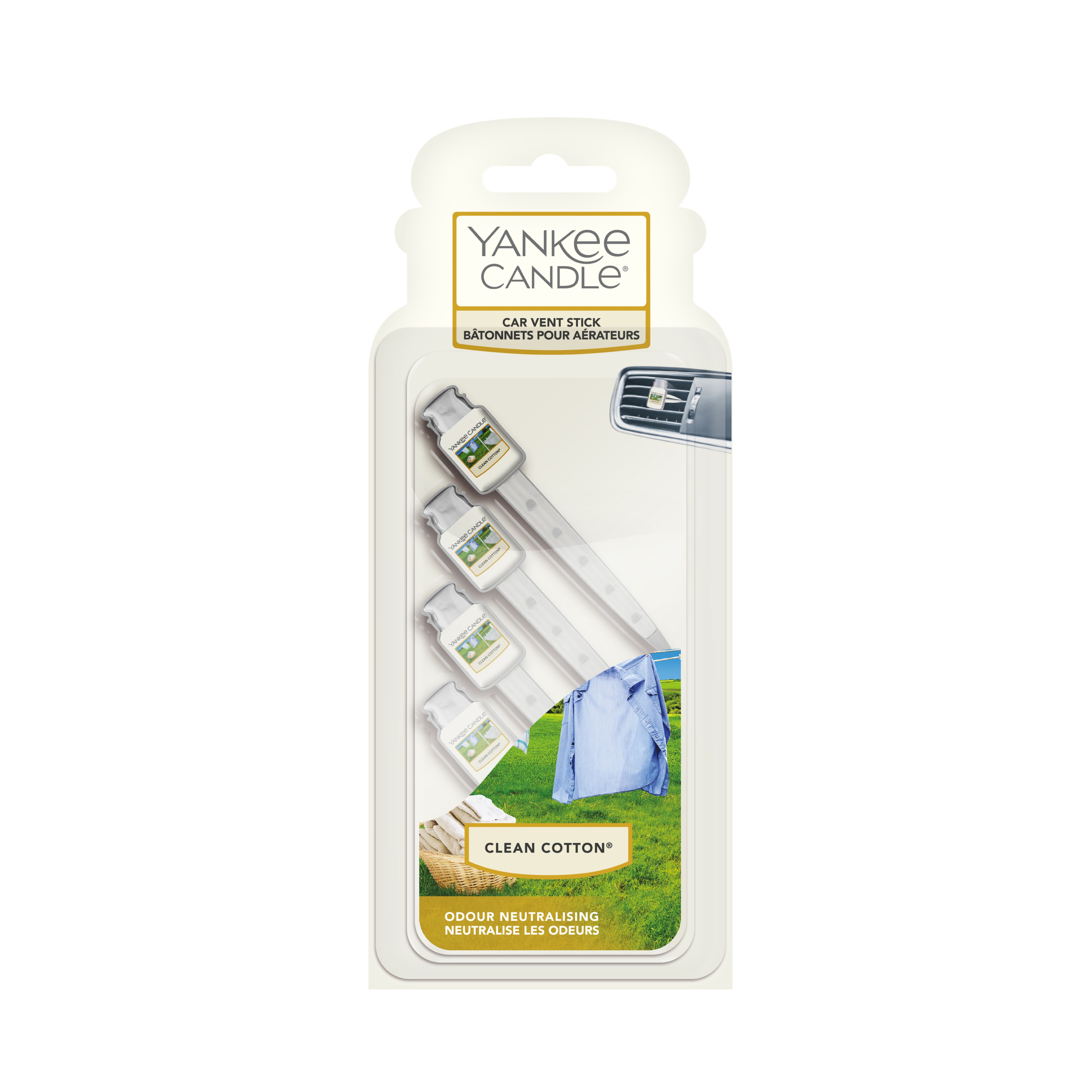 Yankee Candle Car Vent Stick Clean Cotton Air freshener, 28g
