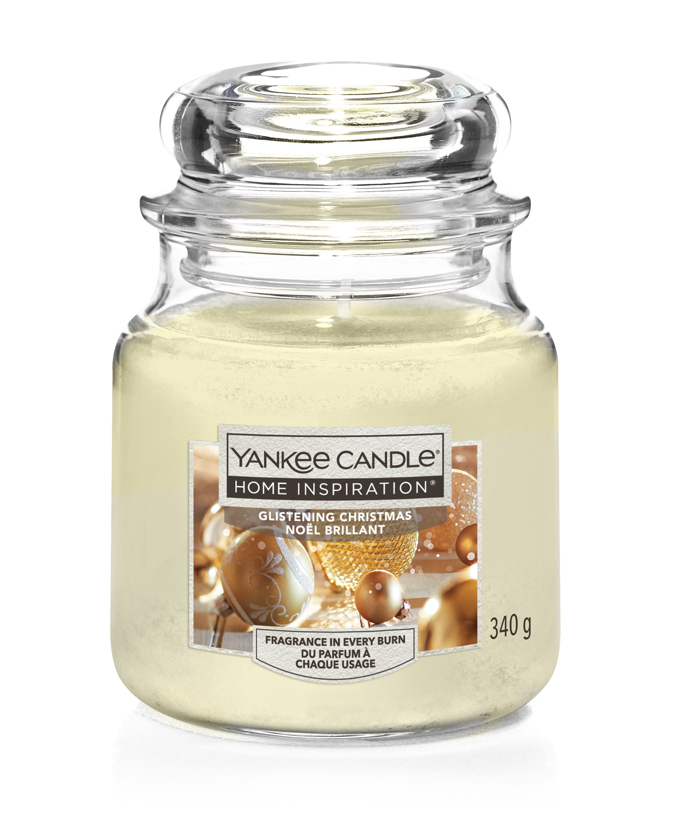 Yankee Candle Cream Glistening Christmas Candle 340g, Medium DIY at B&Q