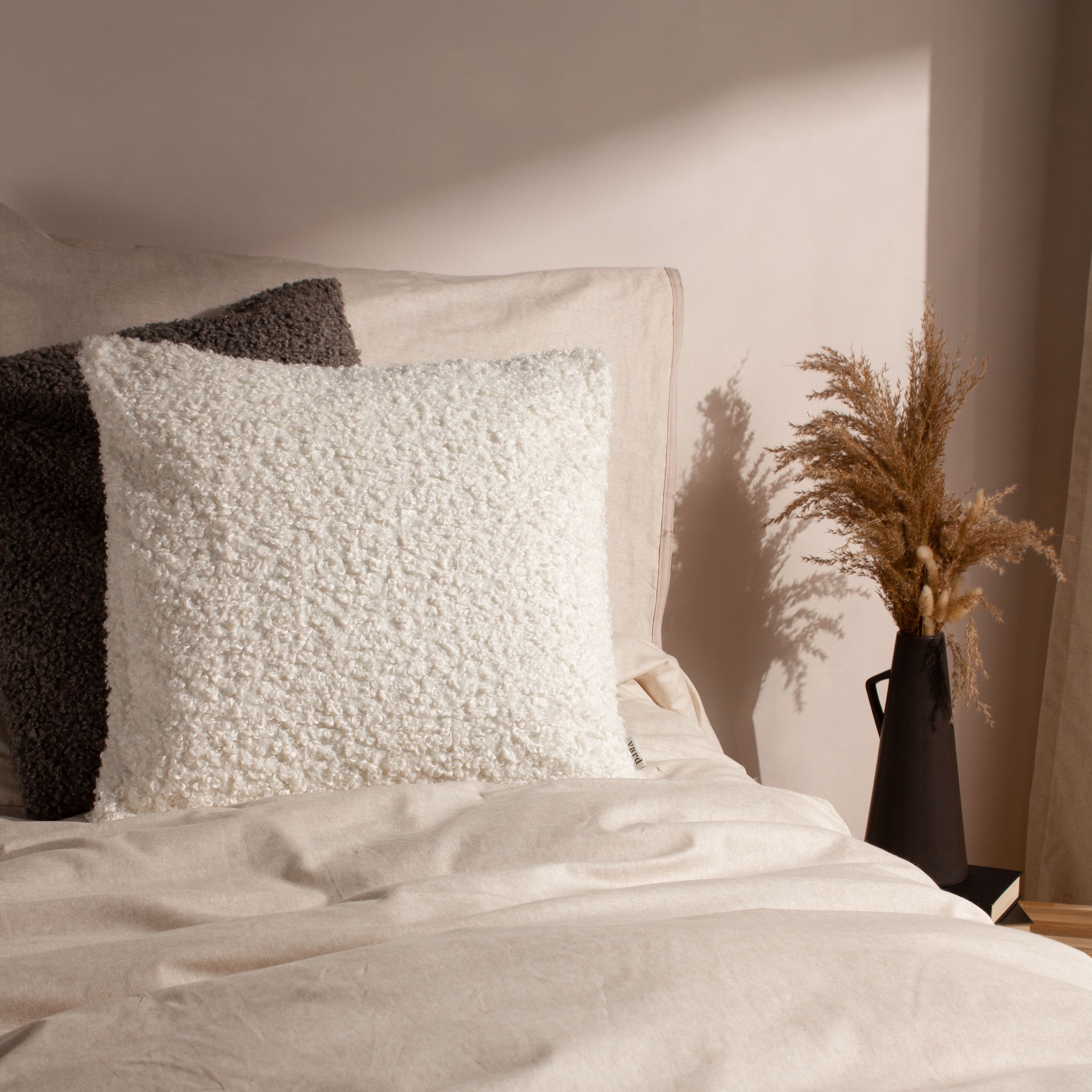 Yard Cabu Ecru Boucle Bouclette effect Indoor Cushion, (L)45cm x (W)45cm