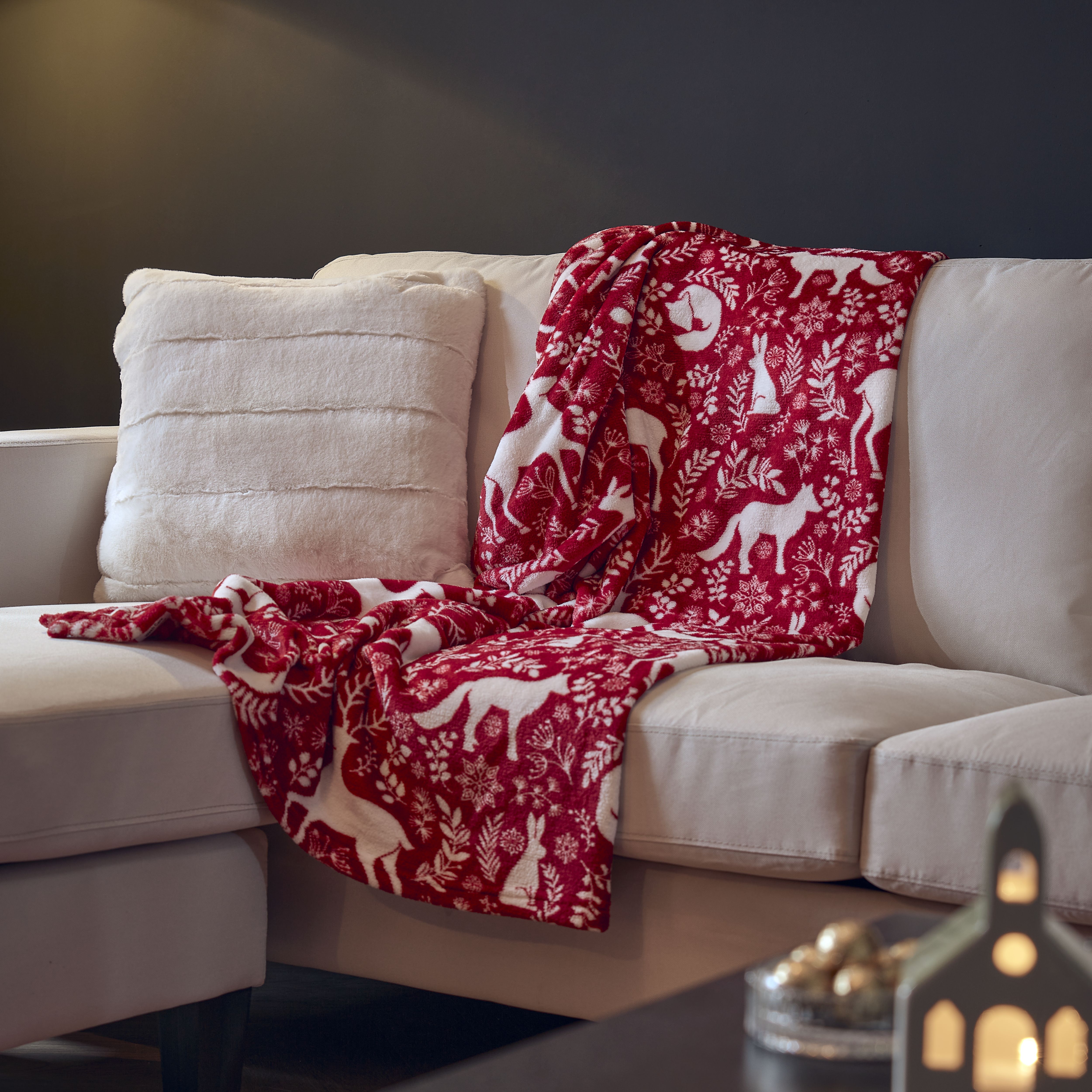 Yard Cabu Ecru Boucle Bouclette effect Indoor Cushion, (L)45cm x (W)45cm