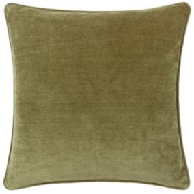 Yard Heavy Chenille Olive Plain Indoor Cushion (L)50cm x (W)50cm