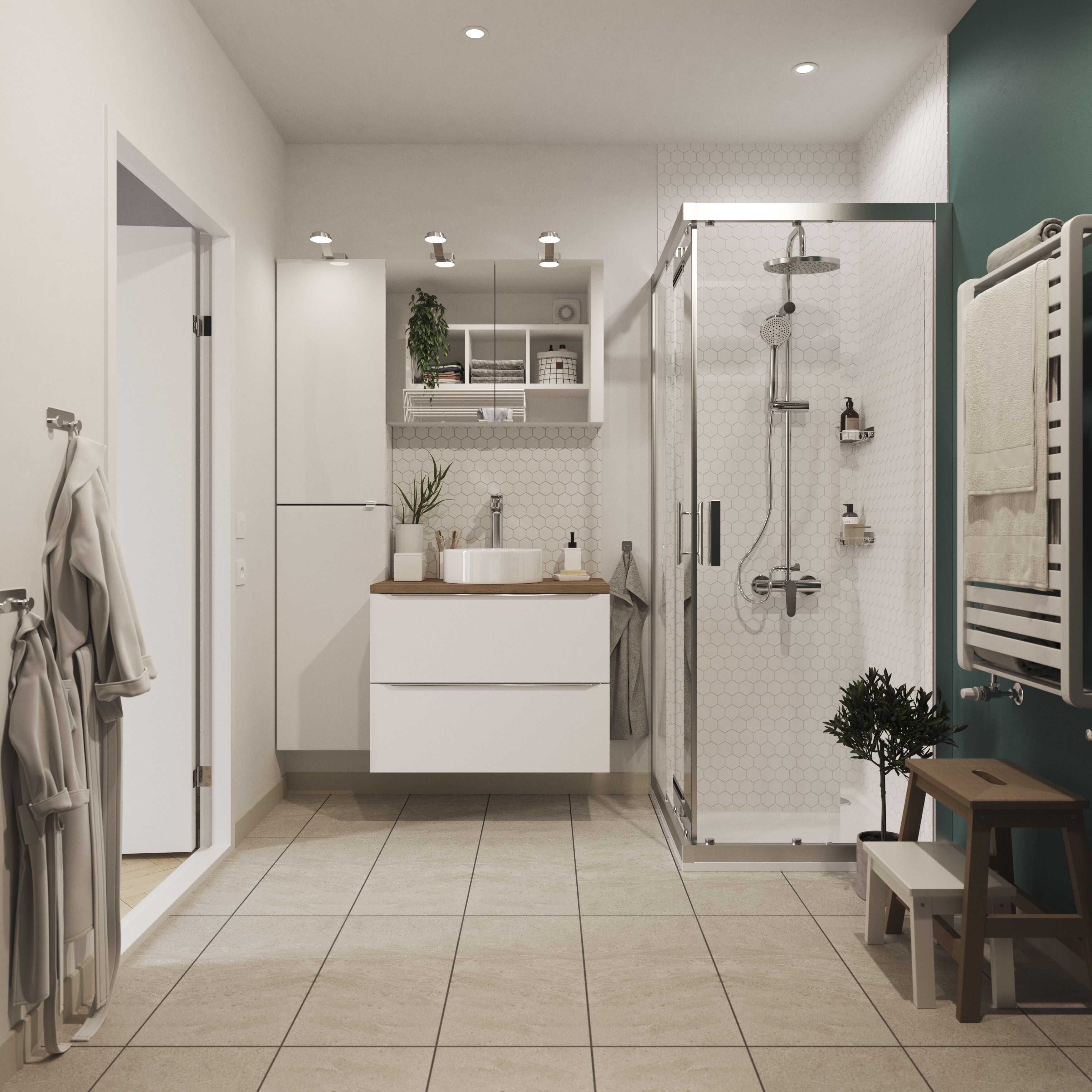 Yarlet Greige Matt Marble effect Porcelain Wall & floor Tile